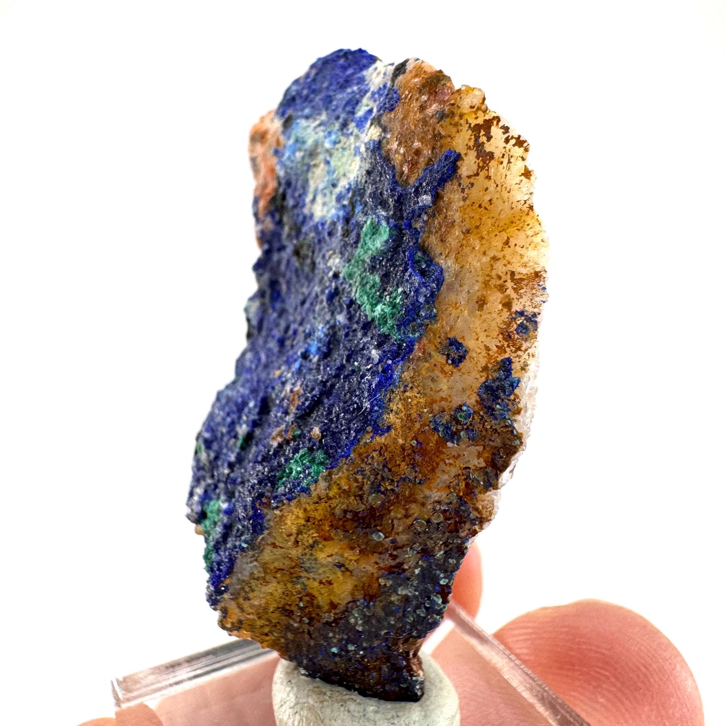 Azurite with Malachite | natural blue crystal cluster, raw mineral specimen from Morocco