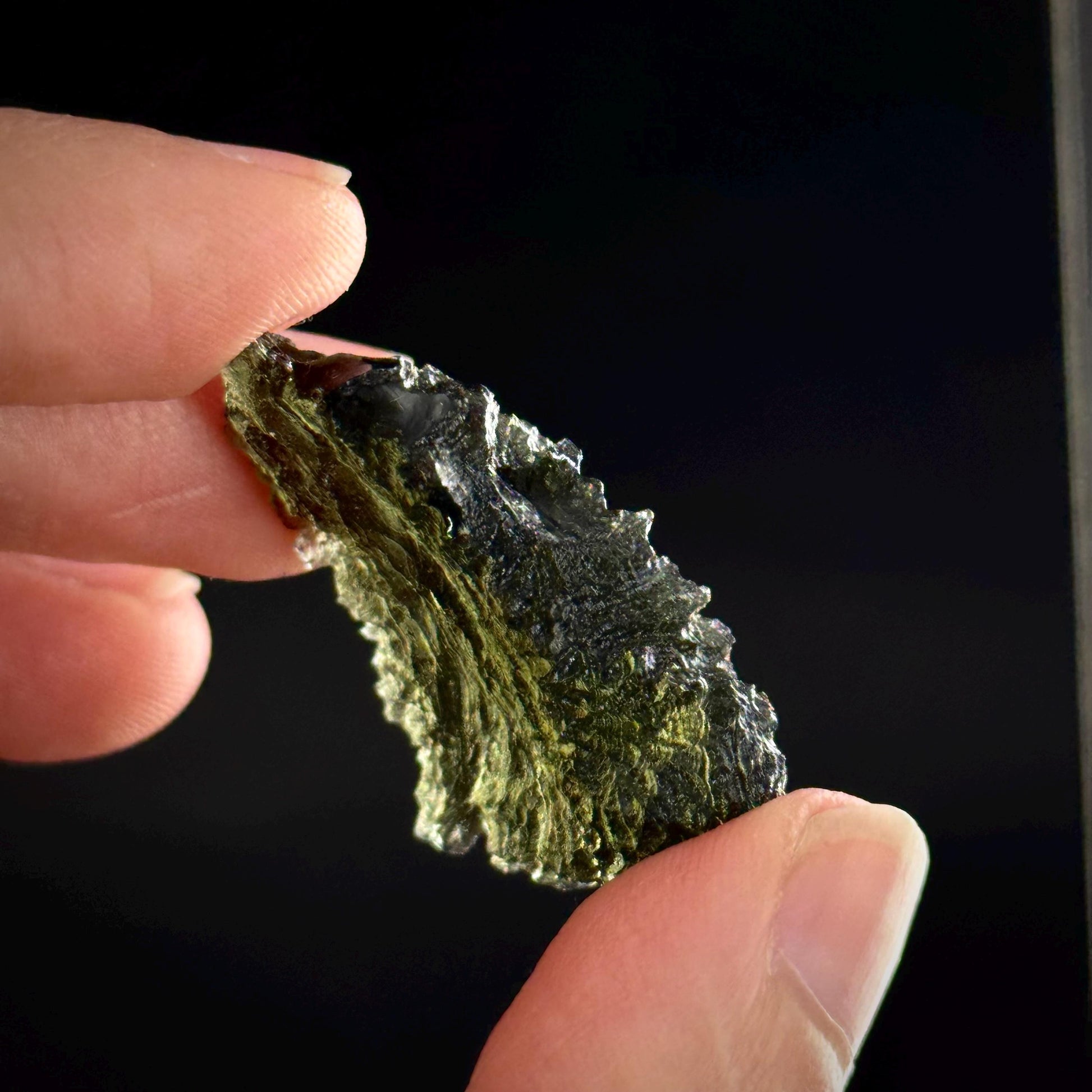 Genuine Raw Moldavite Specimen | Czech Tektite, 7.3g