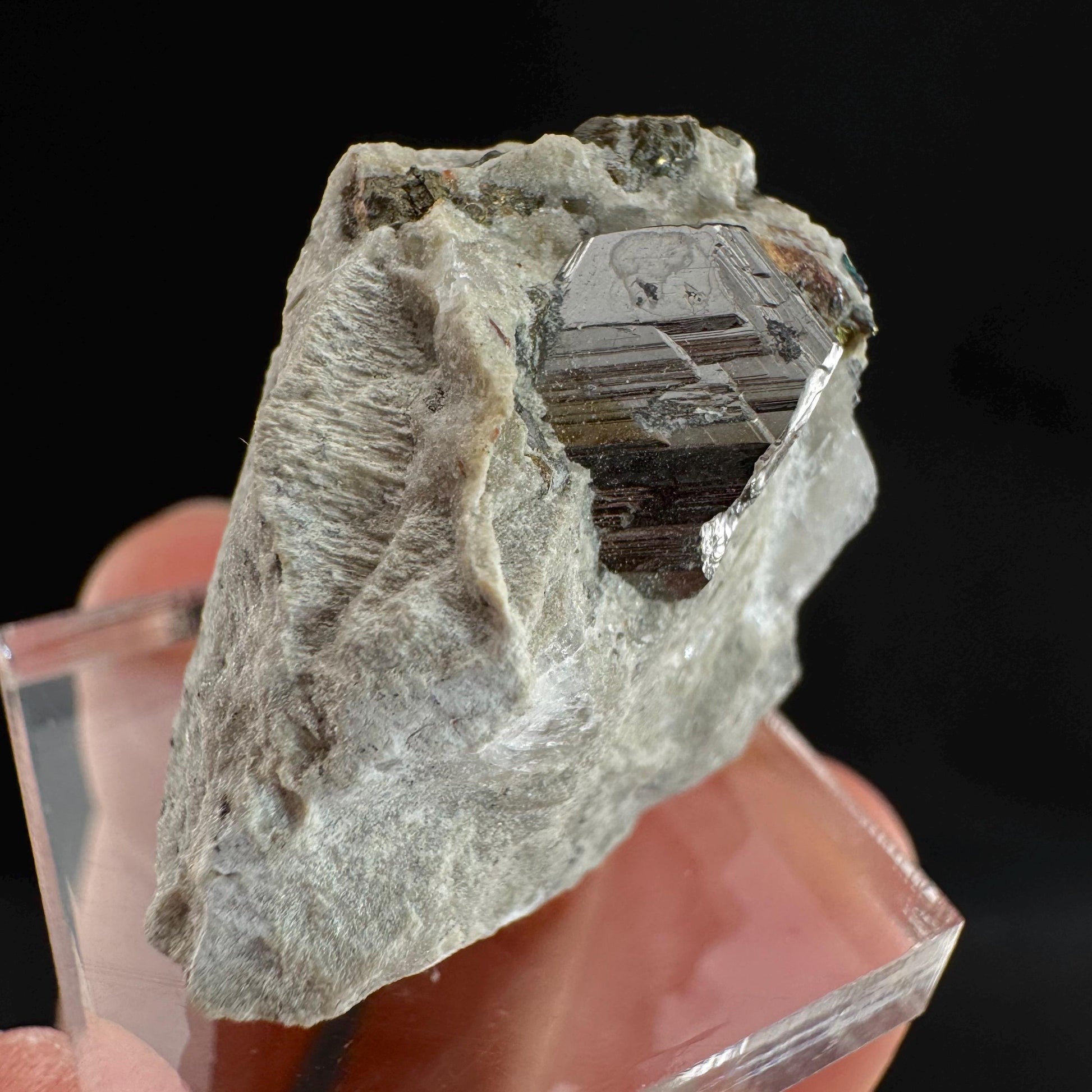 Rare! Carrollite on Calcite | raw natural crystal cluster, metallic mineral specimen