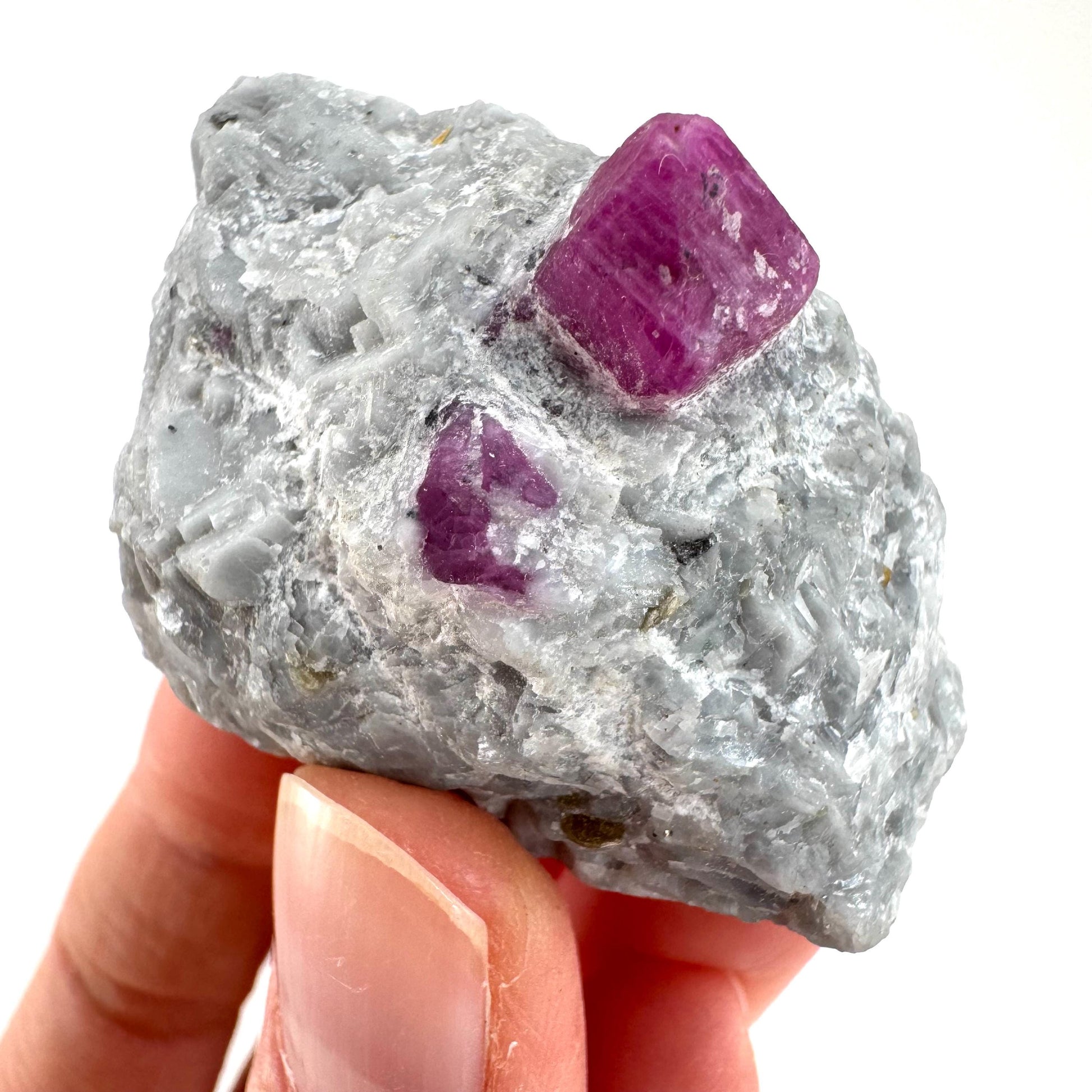 Ruby on Matrix | Natural crystal cluster, UV reactive, raw mineral specimen (Pakistan)