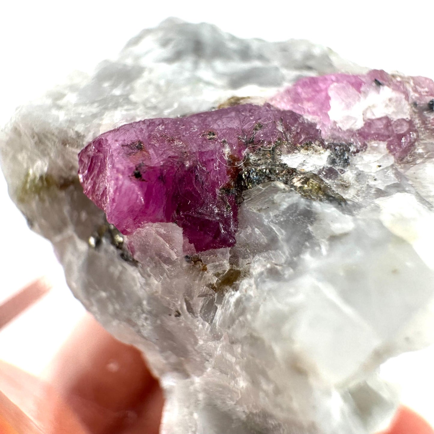 Ruby on Matrix | Natural crystal cluster, UV reactive, raw mineral specimen (Pakistan)