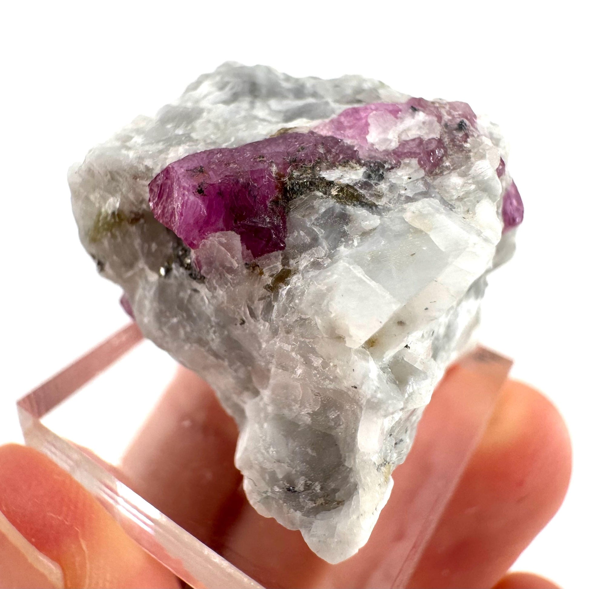 Ruby on Matrix | Natural crystal cluster, UV reactive, raw mineral specimen (Pakistan)