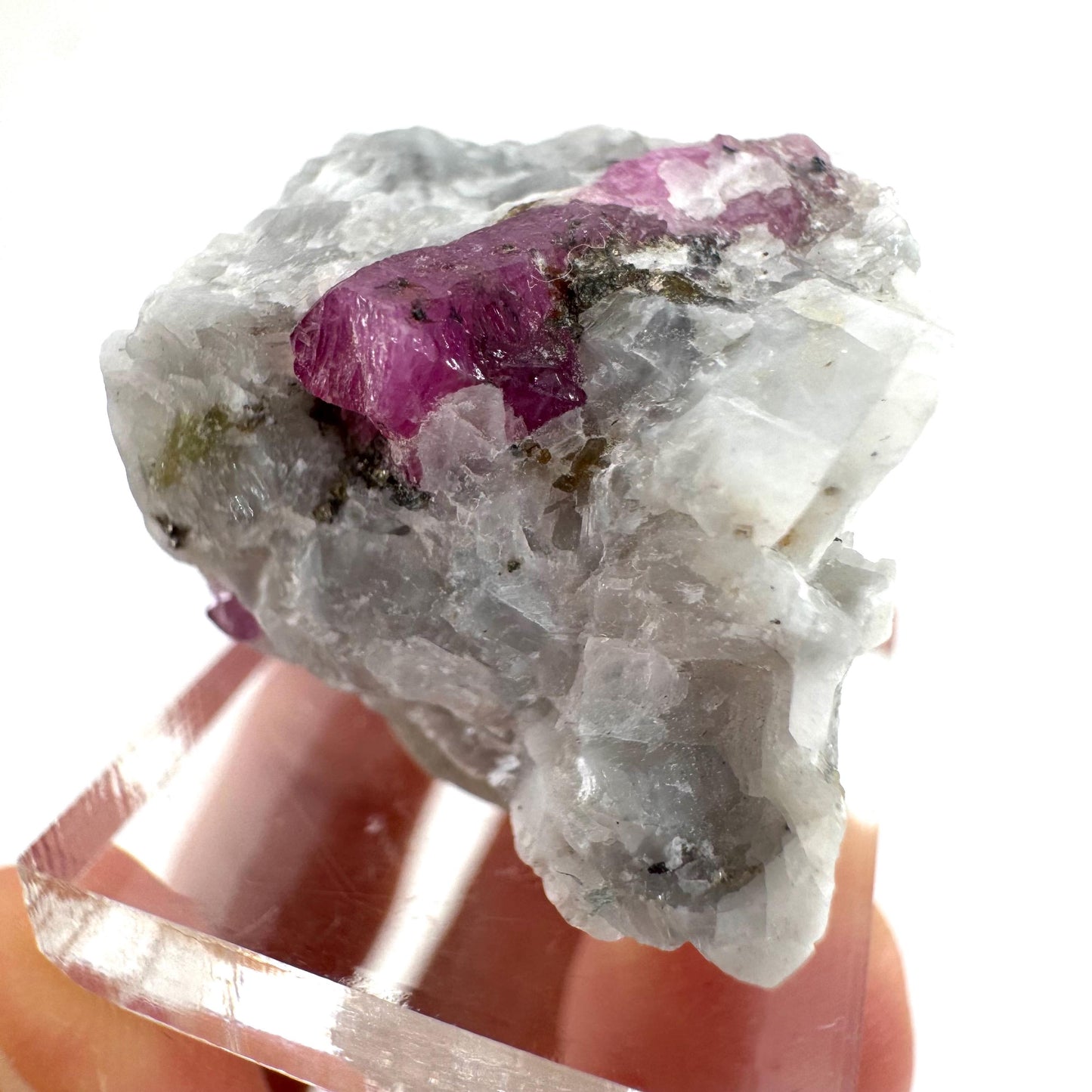 Ruby on Matrix | Natural crystal cluster, UV reactive, raw mineral specimen (Pakistan)