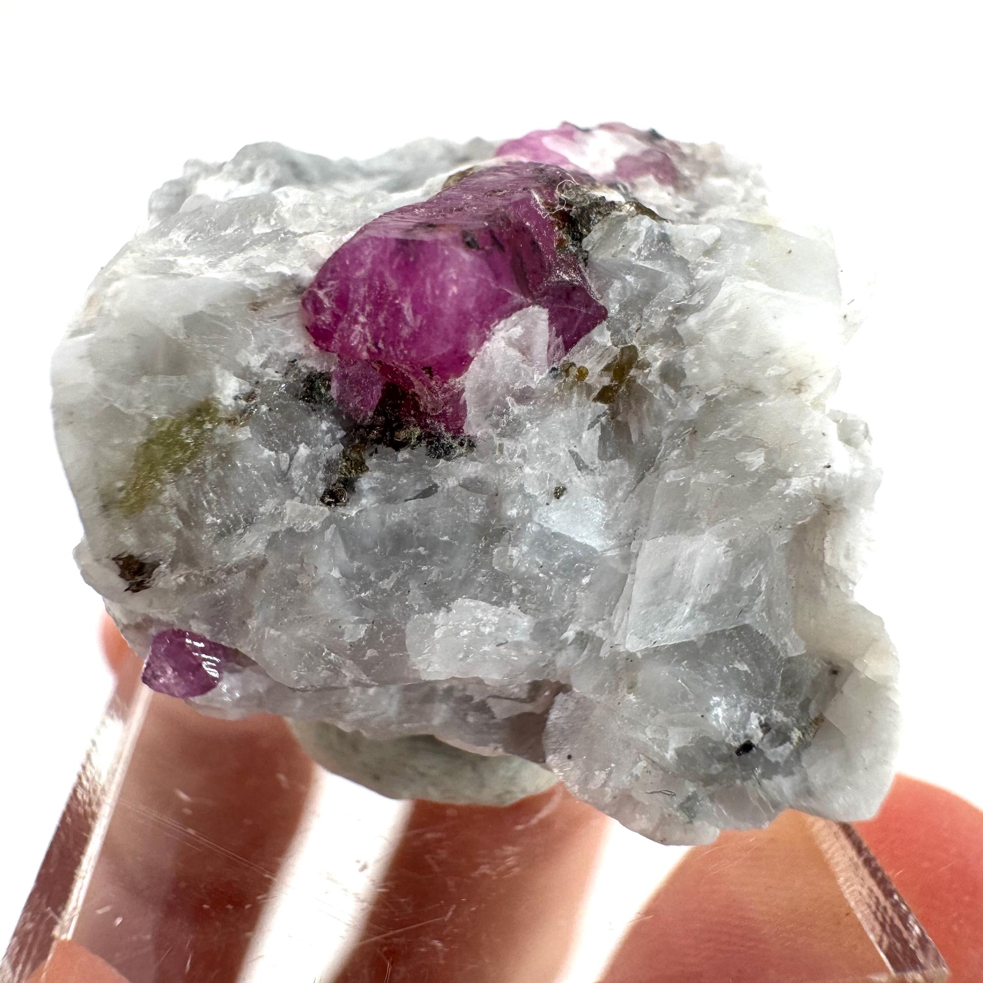 Ruby on Matrix | Natural crystal cluster, UV reactive, raw mineral specimen (Pakistan)