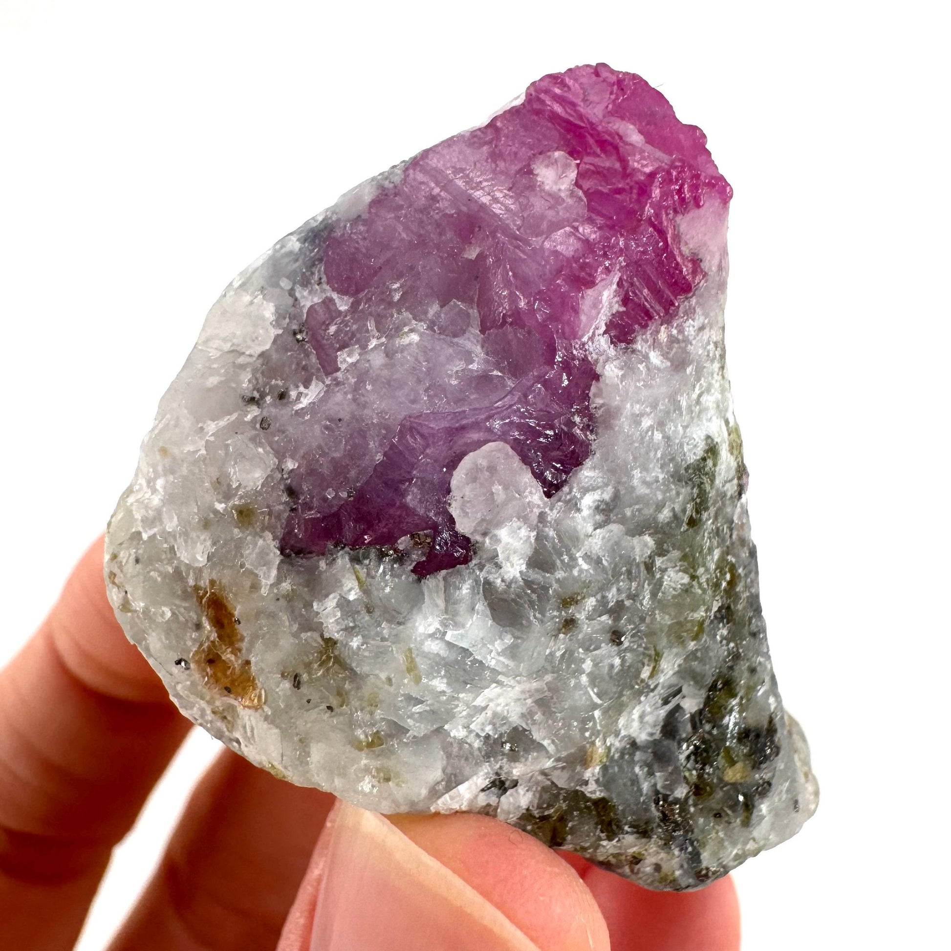 Ruby on Matrix | Natural crystal cluster, UV reactive, raw mineral specimen (Pakistan)