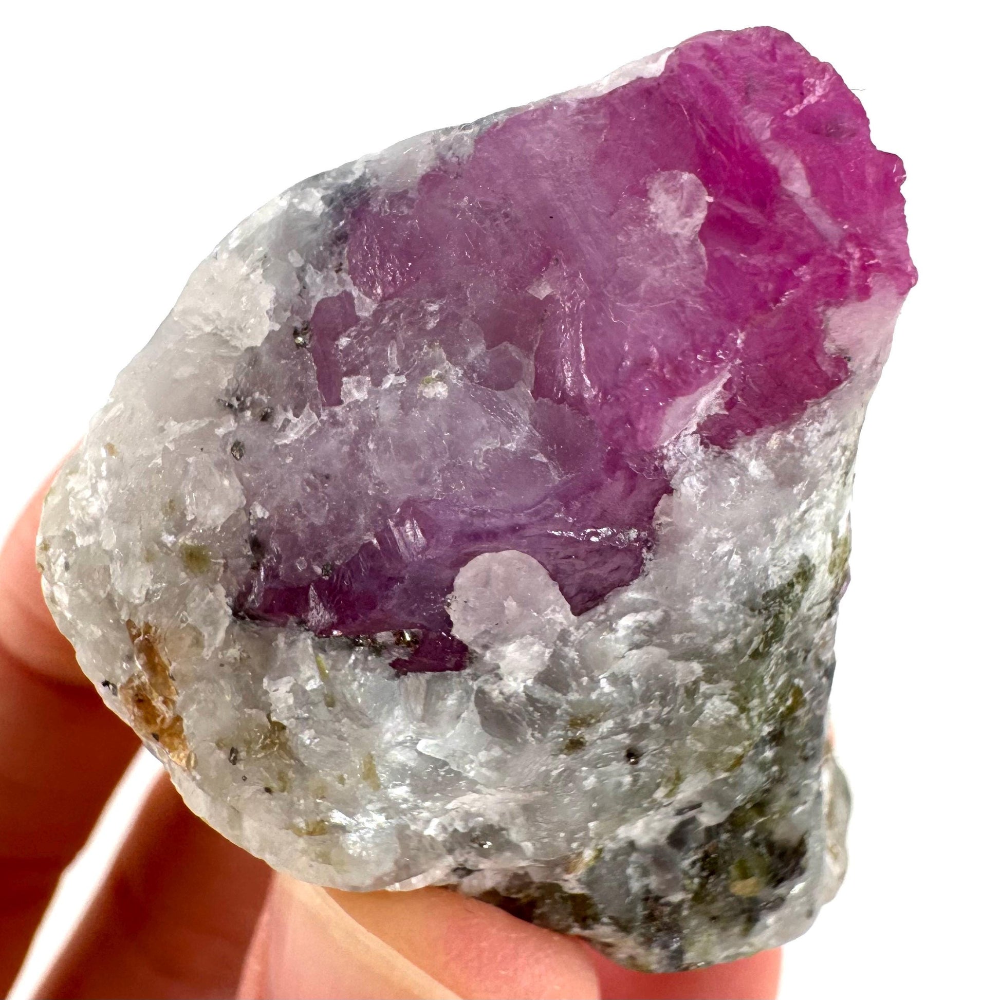Ruby on Matrix | Natural crystal cluster, UV reactive, raw mineral specimen (Pakistan)