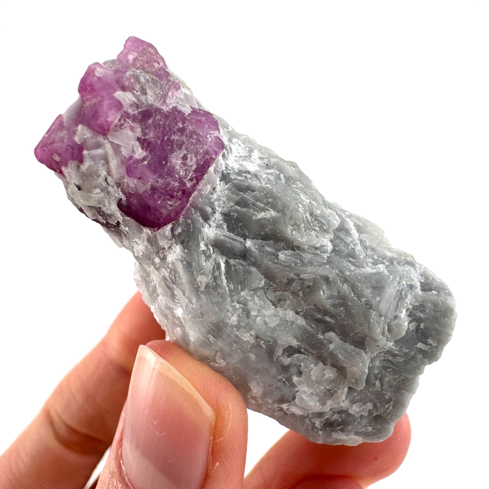 Ruby on Matrix | Natural crystal cluster, UV reactive, raw mineral specimen (Pakistan)