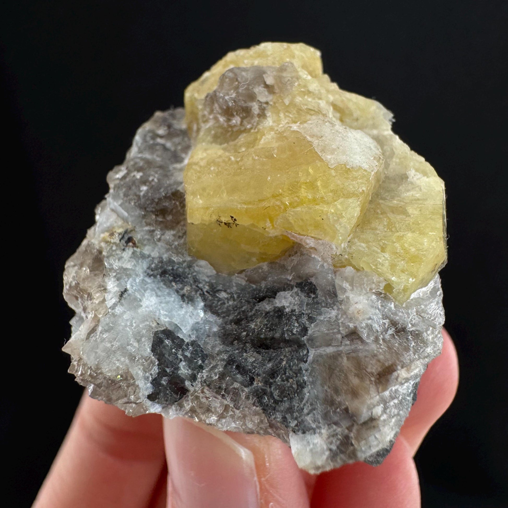 Rare! Londonite on Matrix | natural crystal cluster, raw yellow mineral (Madagascar)