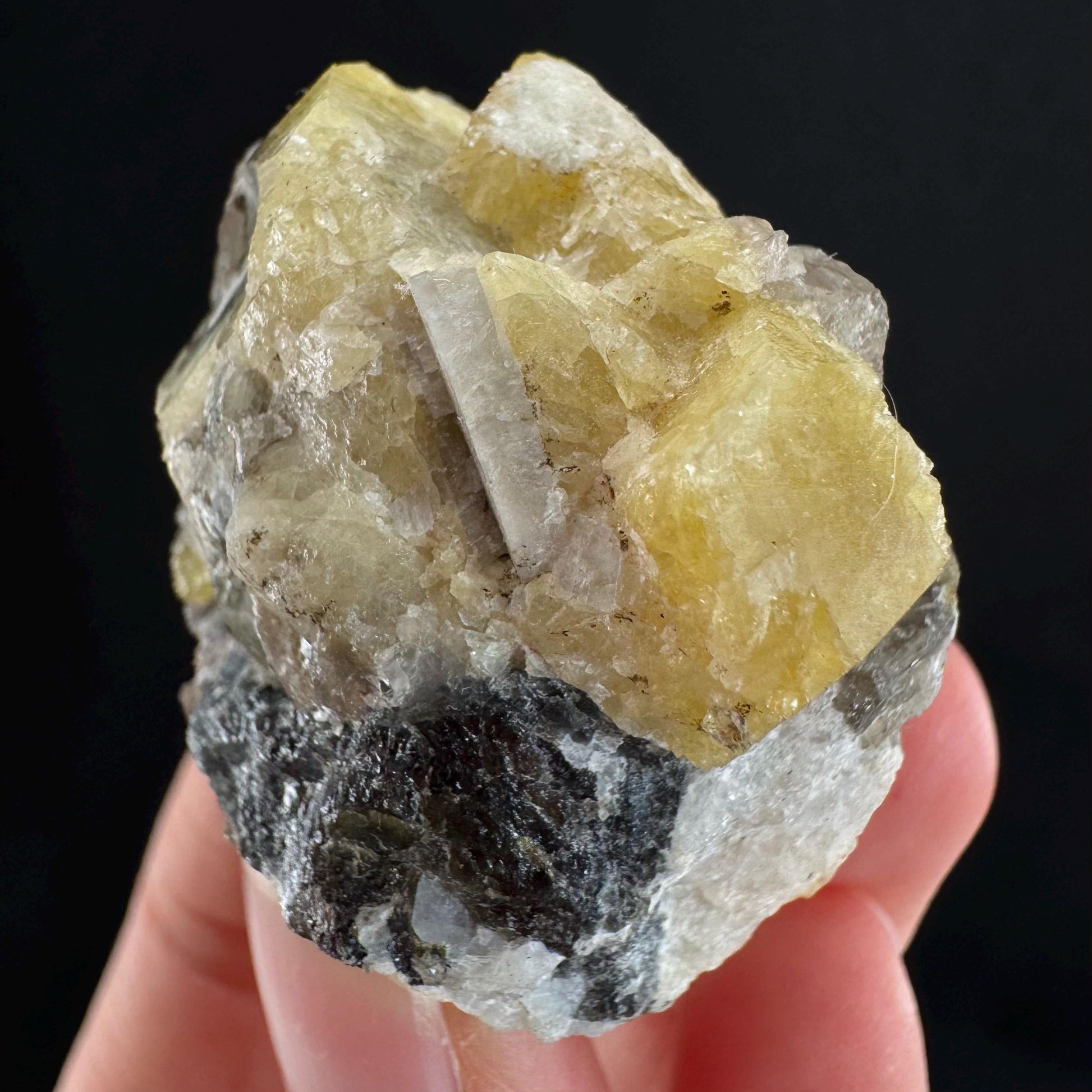 Rare! Londonite on Matrix | natural crystal cluster, raw yellow mineral (Madagascar)
