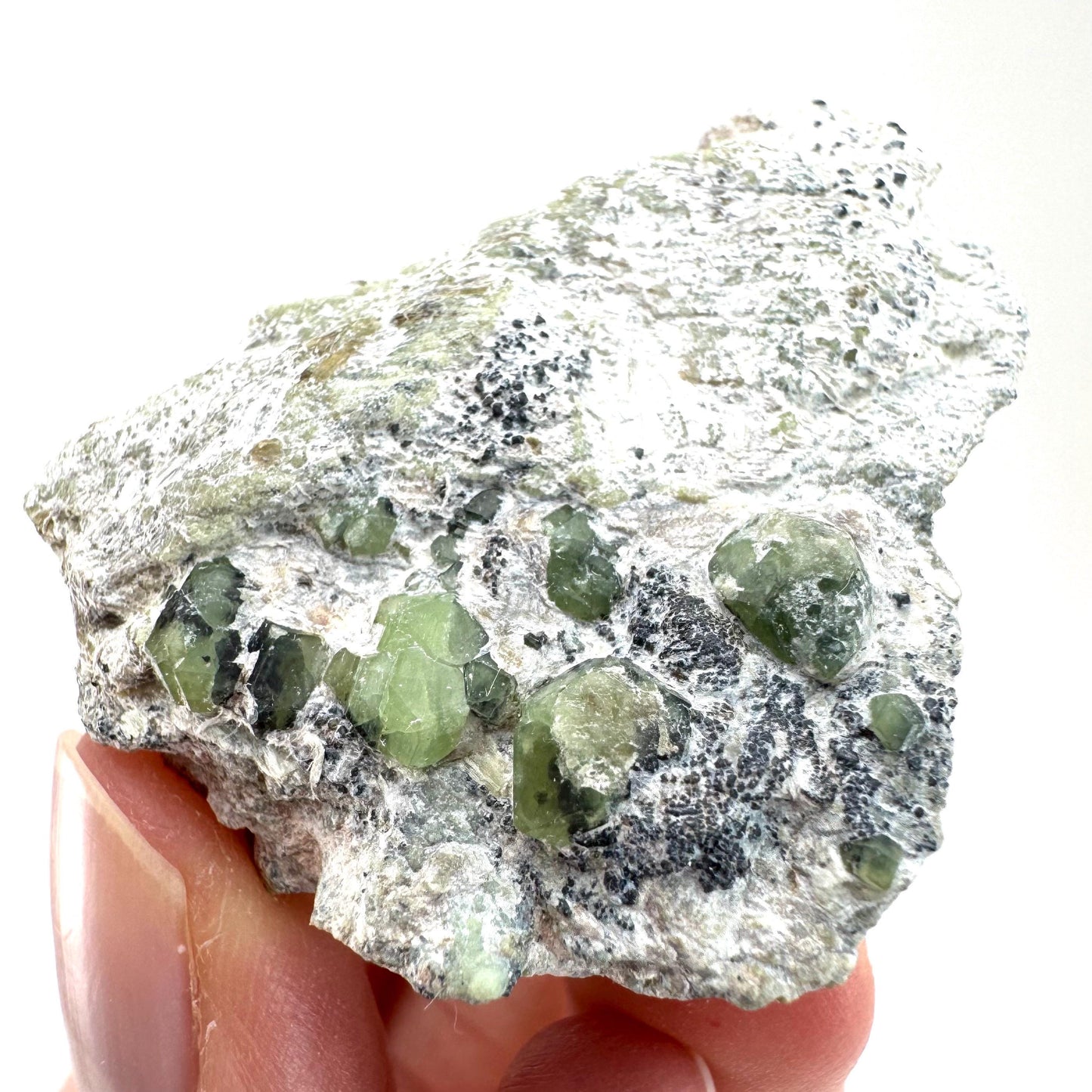 Demantoid Garnet on Matrix | raw green garnet crystal, mineral specimen (Pakistan)