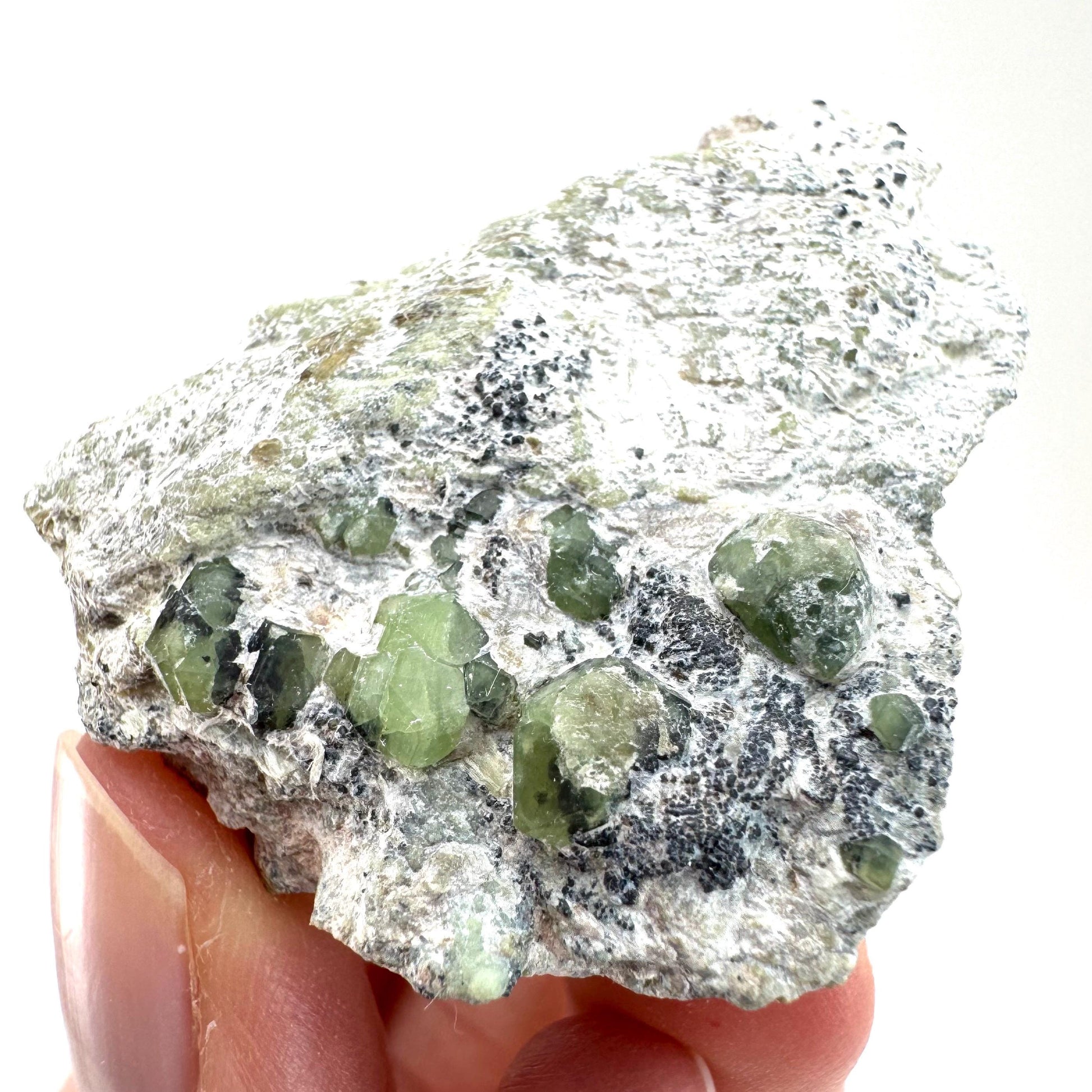 Demantoid Garnet on Matrix | raw green garnet crystal, mineral specimen (Pakistan)