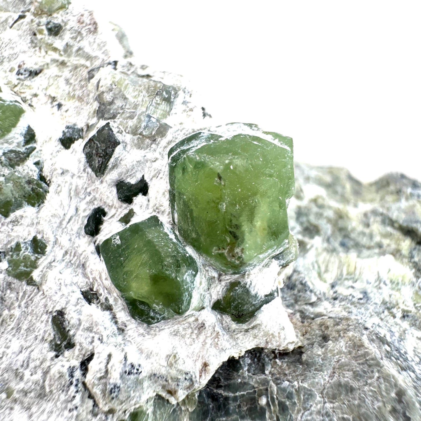Demantoid Garnet on Matrix | raw green garnet crystal, mineral specimen (Pakistan)