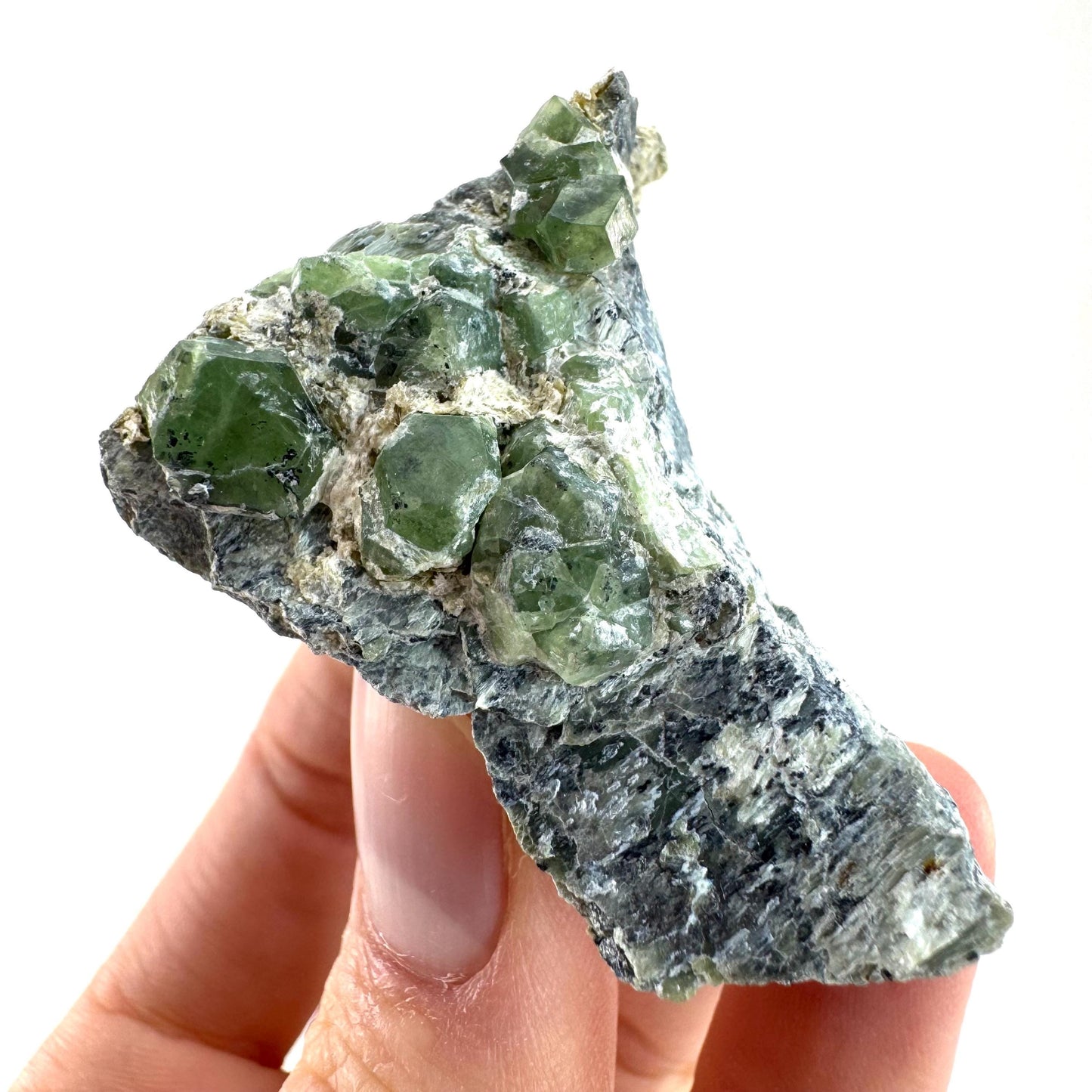 Demantoid Garnet on Matrix | raw green garnet crystal, mineral specimen (Pakistan)