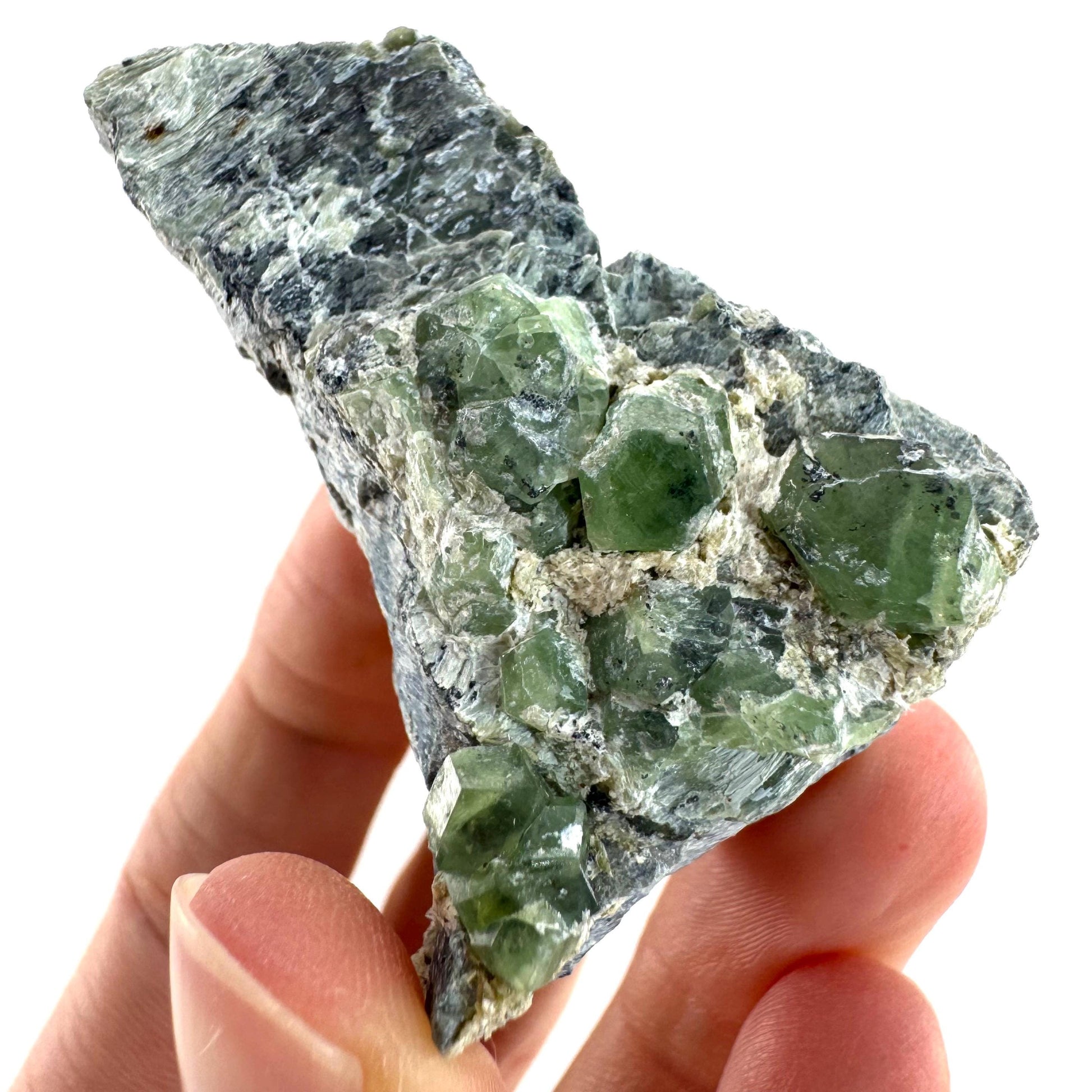 Demantoid Garnet on Matrix | raw green garnet crystal, mineral specimen (Pakistan)
