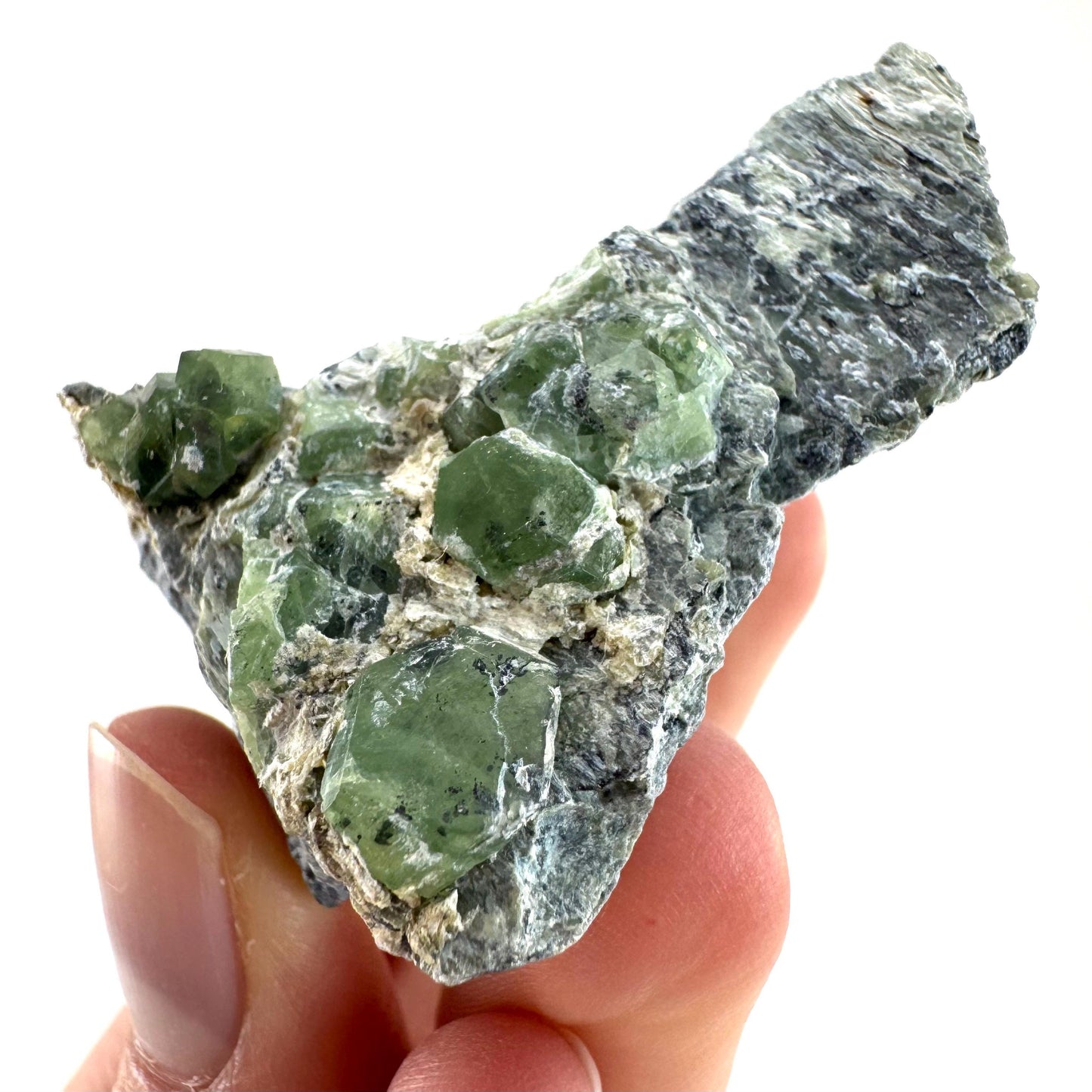 Demantoid Garnet on Matrix | raw green garnet crystal, mineral specimen (Pakistan)