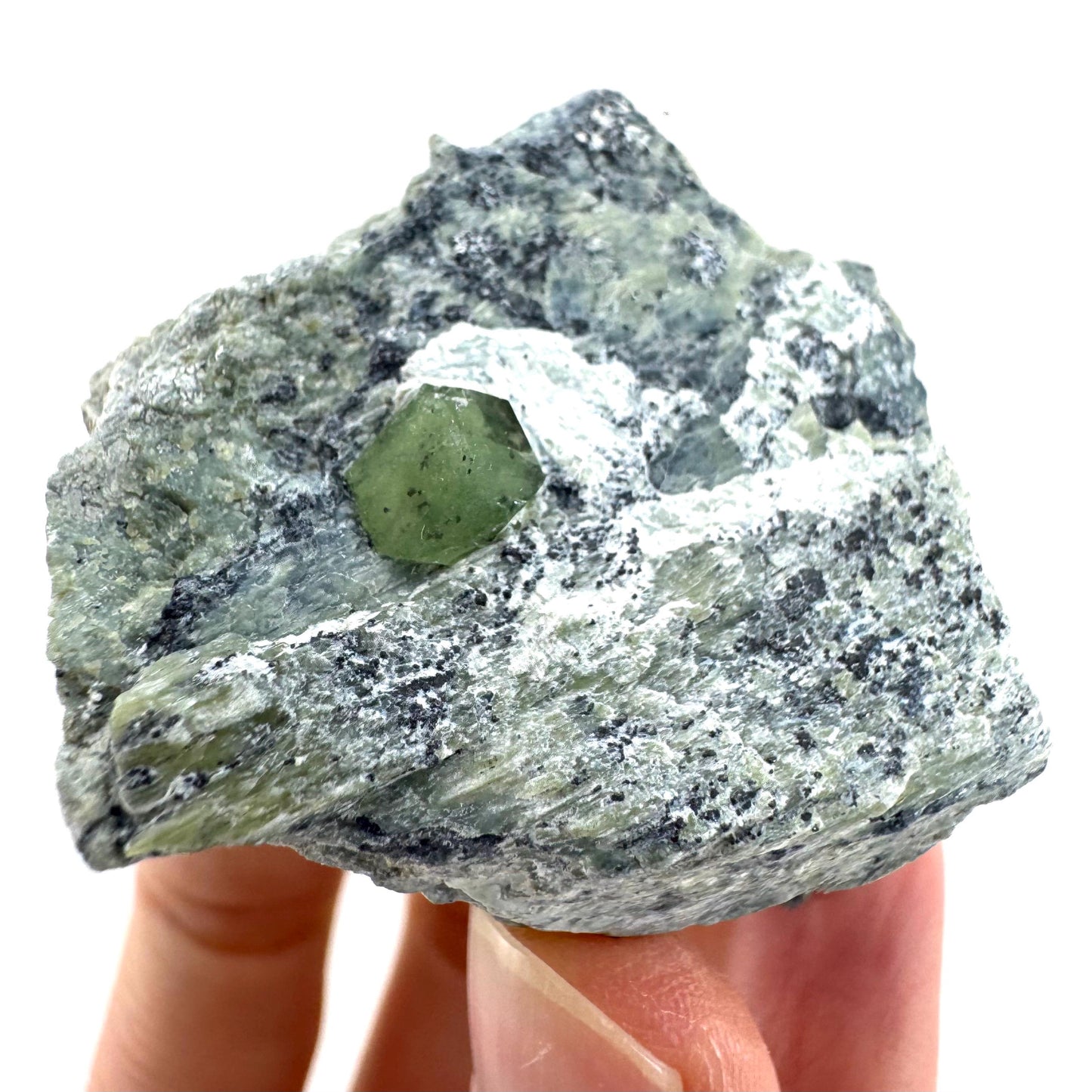 Demantoid Garnet on Matrix | raw green garnet crystal, mineral specimen (Pakistan)