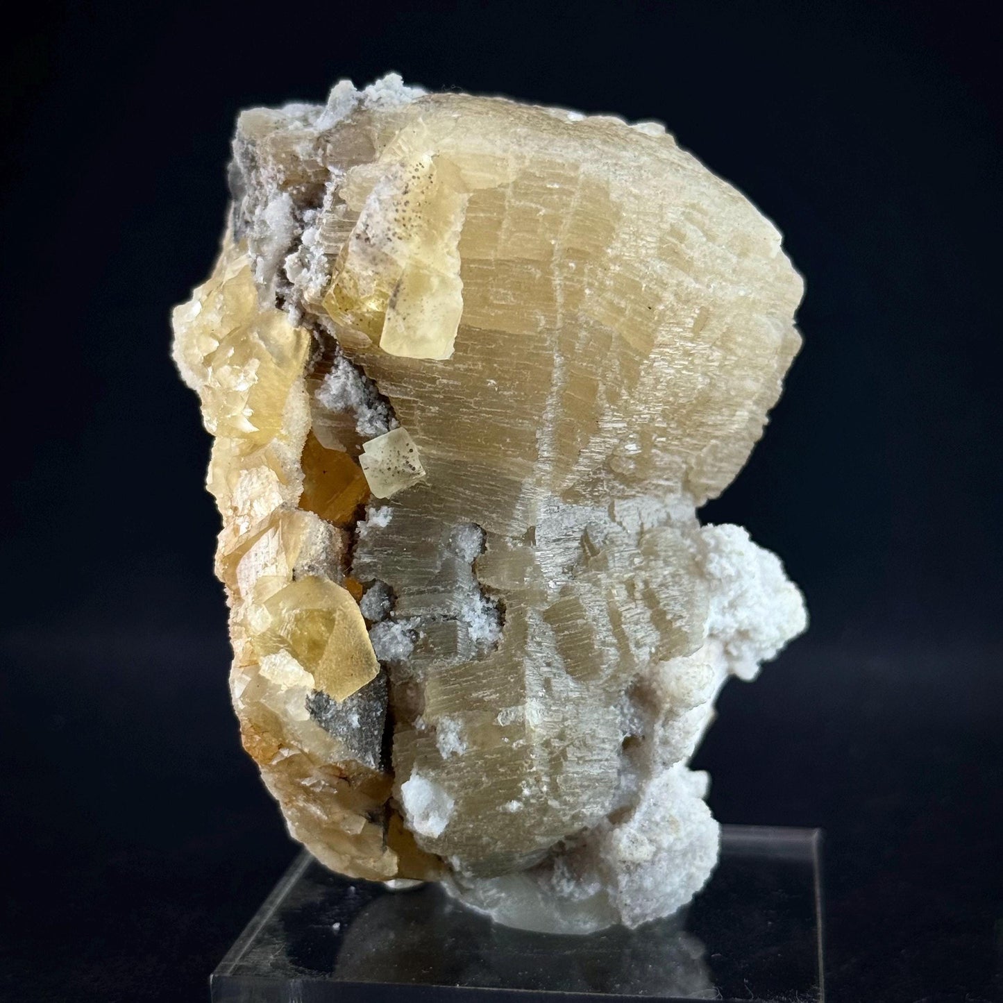 Witherite w/ Calcite | UV-reactive crystal, fluorescent mineral specimen from Illinois, USA