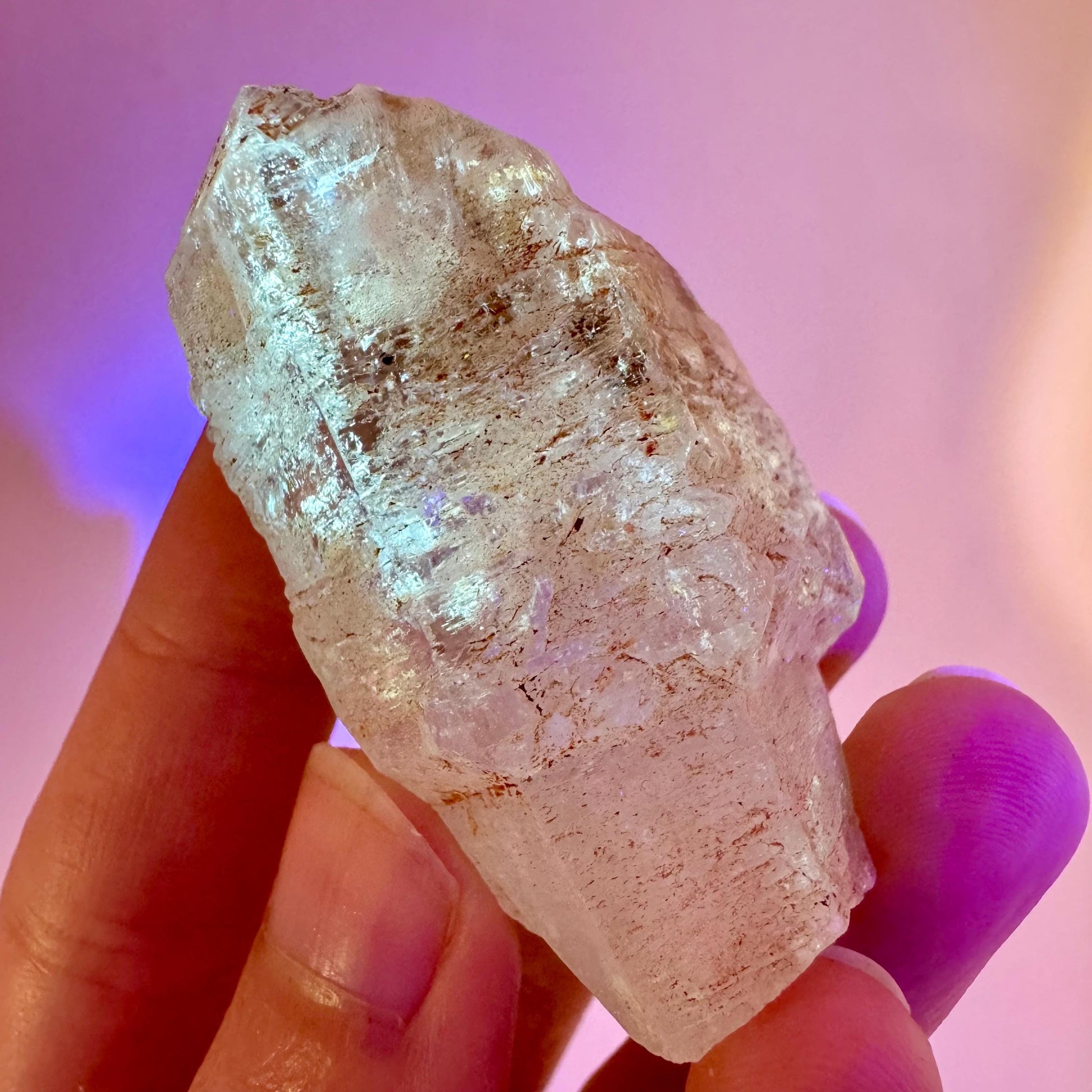 Firefly Petroleum Quartz | UV reactive crystal, fluorescent mineral from Madagascar
