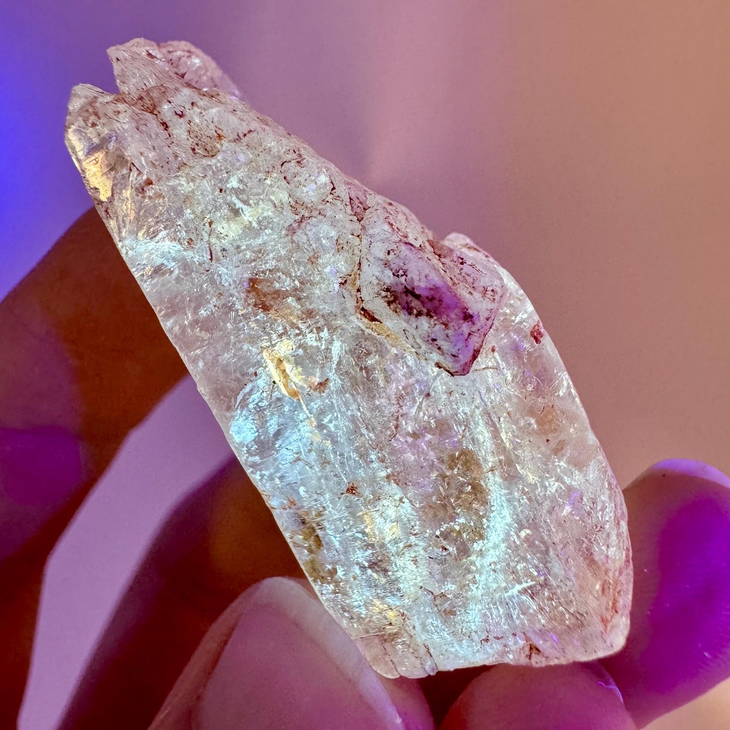 Firefly Petroleum Quartz | UV reactive crystal, fluorescent mineral from Madagascar