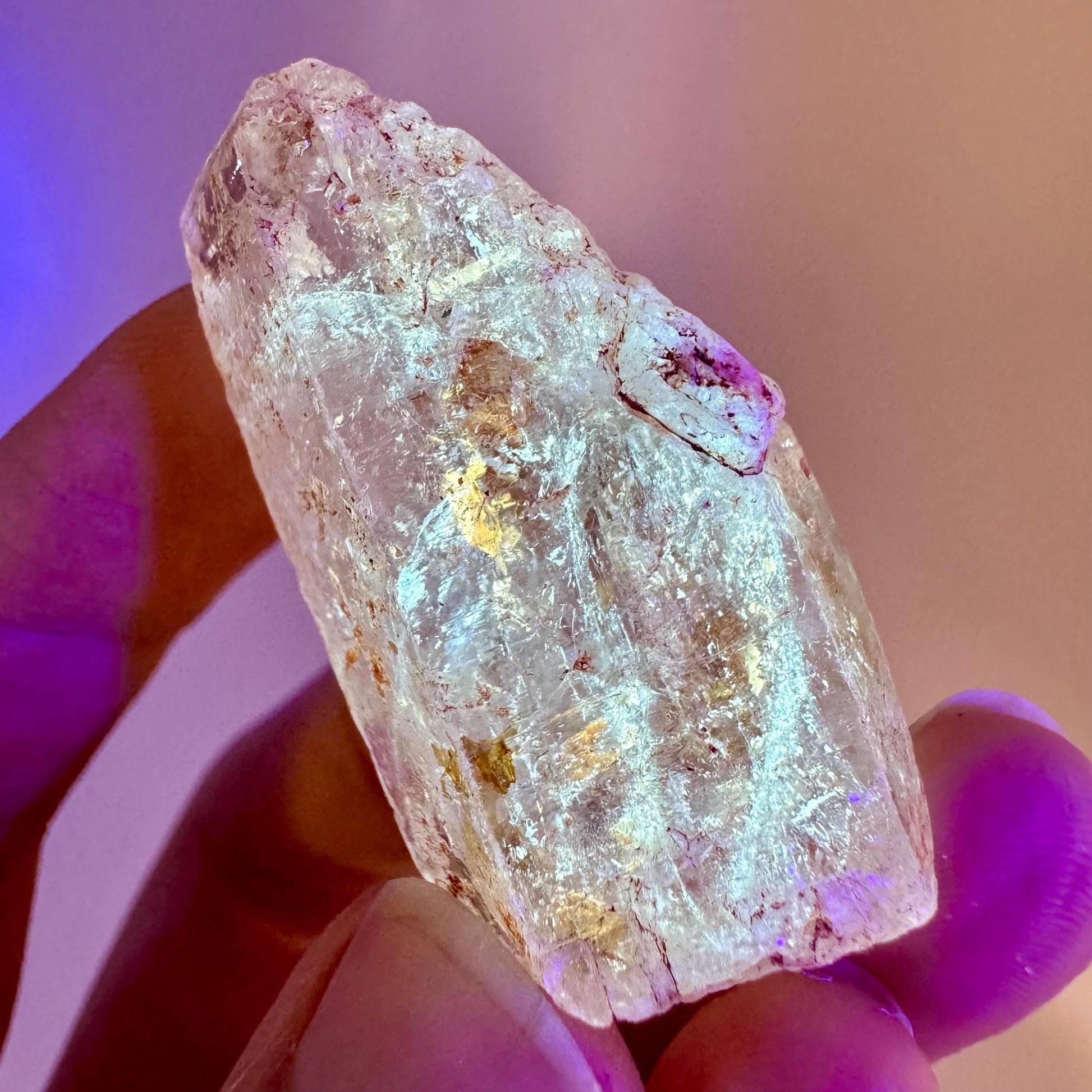 Firefly Petroleum Quartz | UV reactive crystal, fluorescent mineral from Madagascar