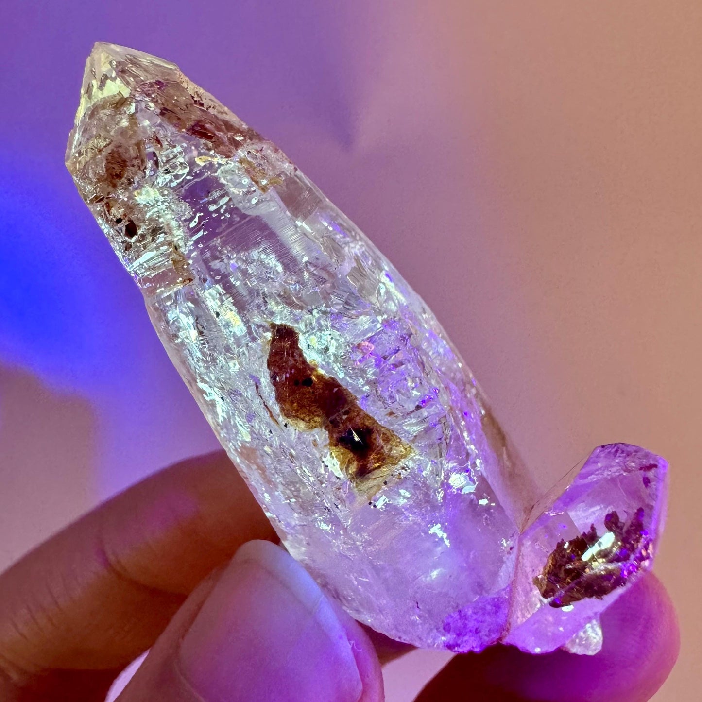 Firefly Petroleum Quartz | UV reactive crystal, fluorescent mineral from Madagascar