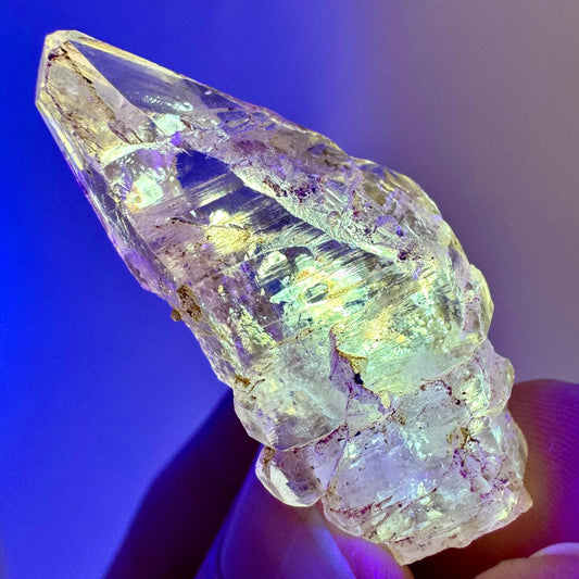 Firefly Petroleum Quartz | UV reactive crystal, fluorescent mineral from Madagascar