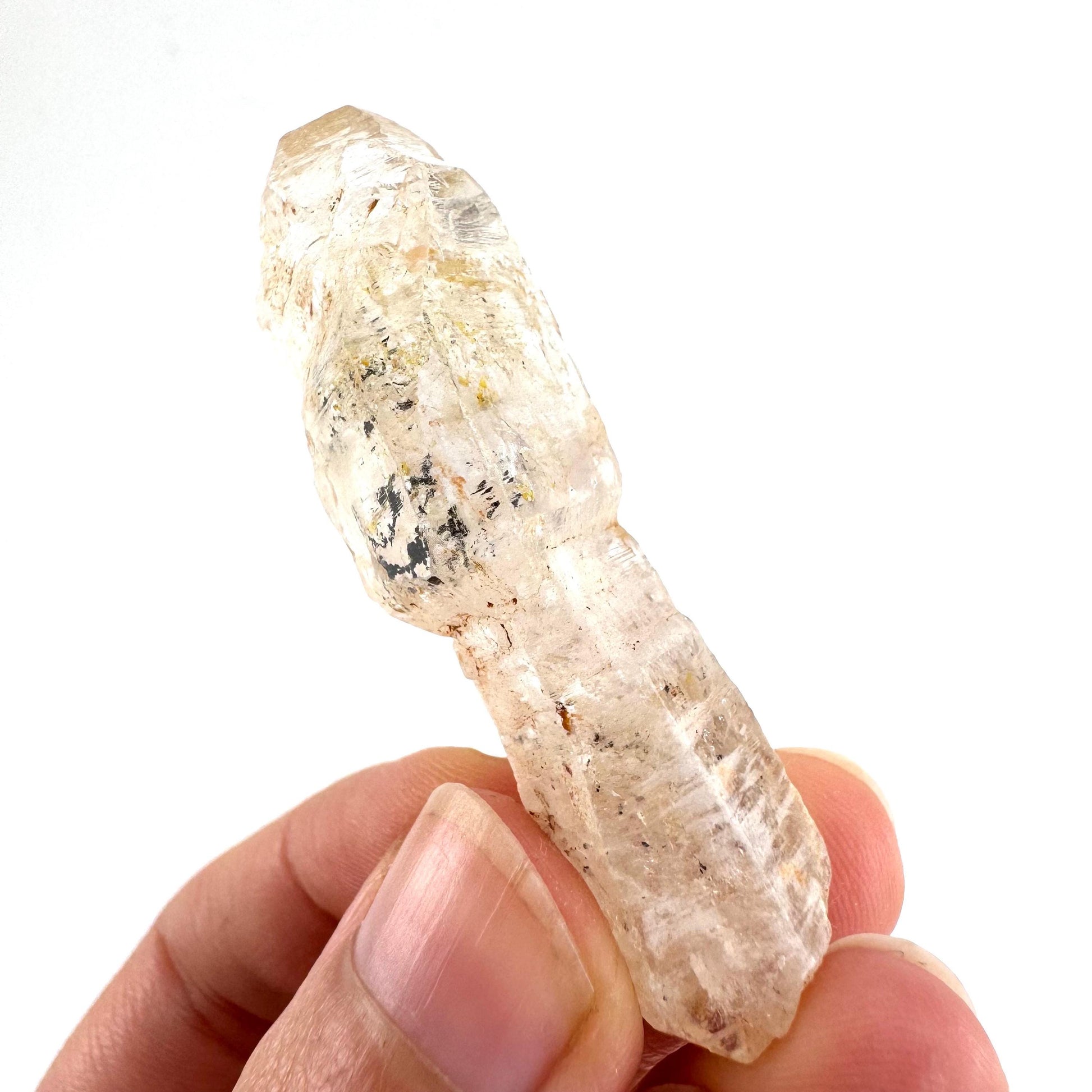 Firefly Petroleum Quartz Sceptre | UV reactive crystal, fluorescent mineral from Madagascar
