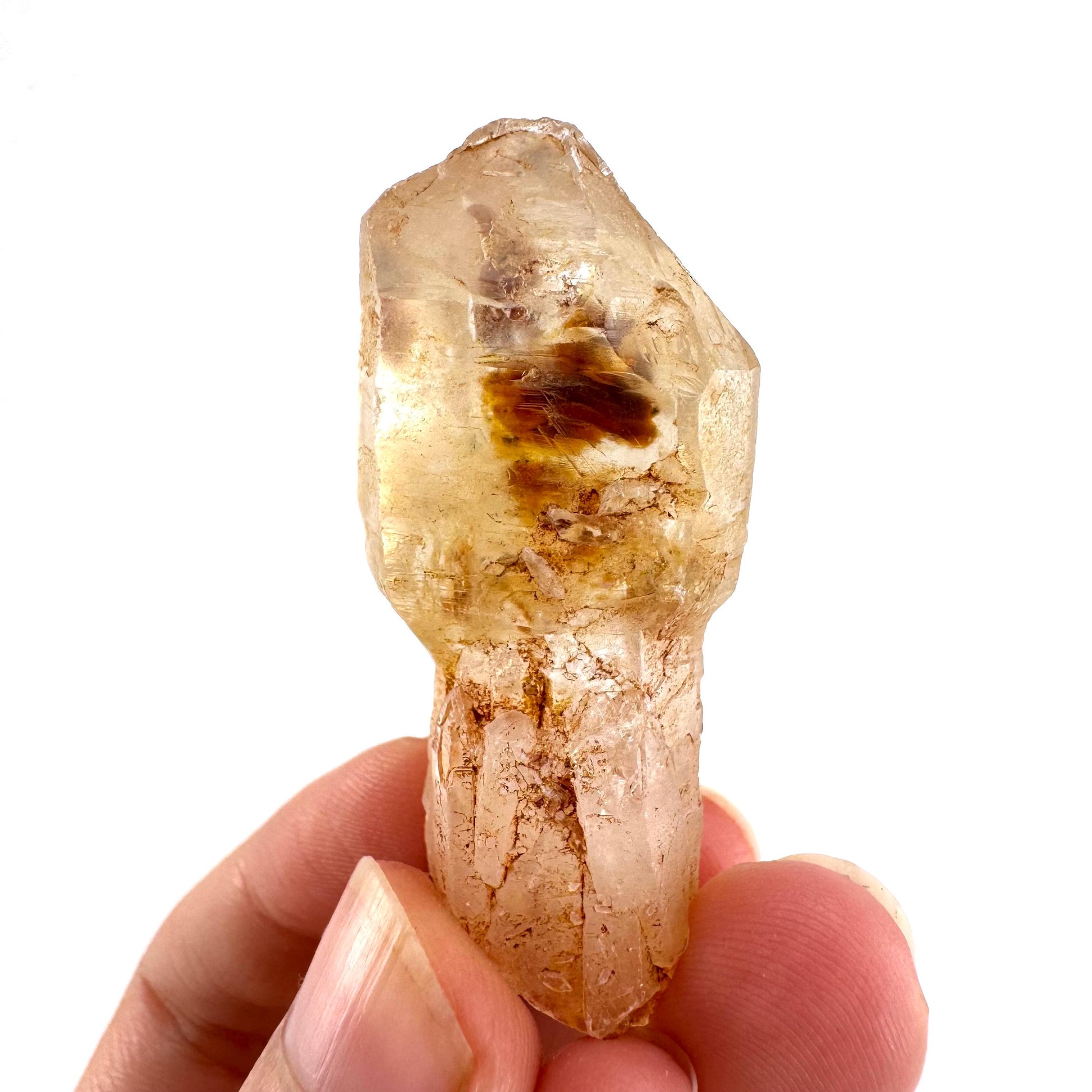 Firefly Petroleum Quartz Sceptre | UV reactive crystal, fluorescent mineral from Madagascar