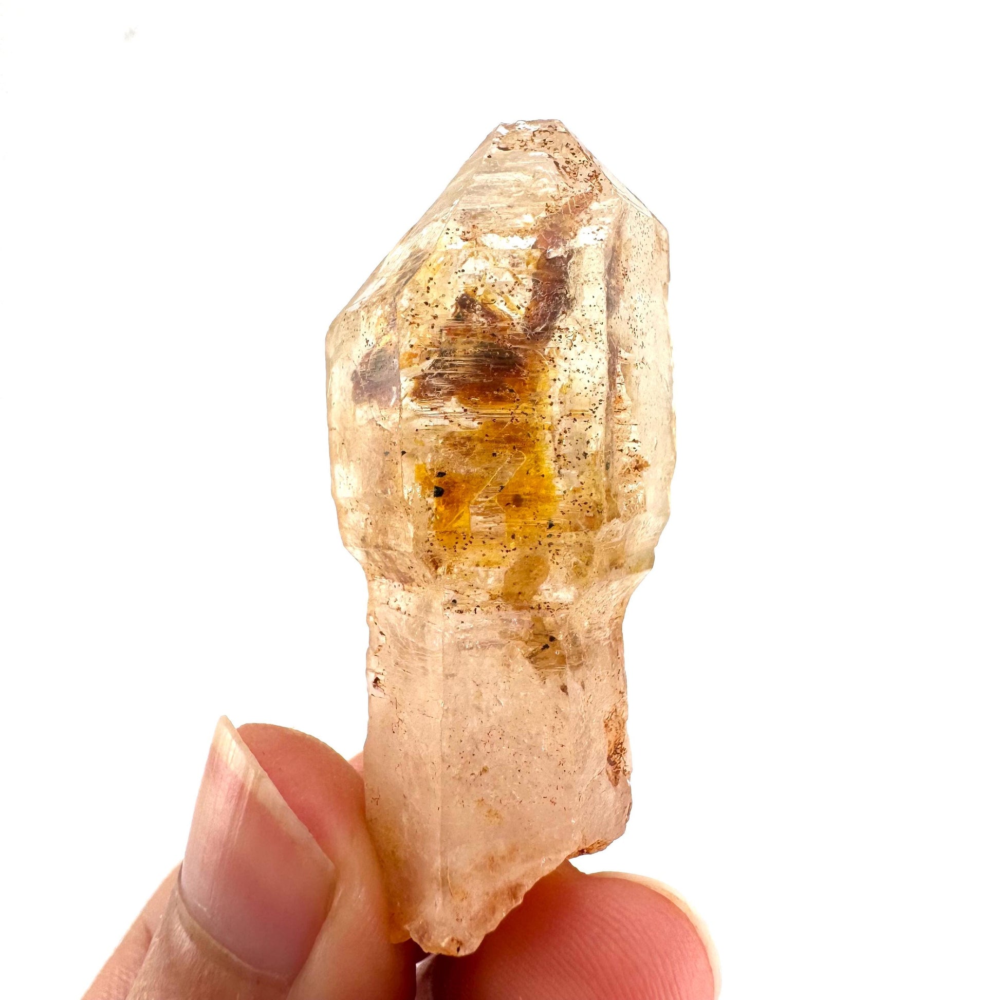 Firefly Petroleum Quartz Sceptre | UV reactive crystal, fluorescent mineral from Madagascar
