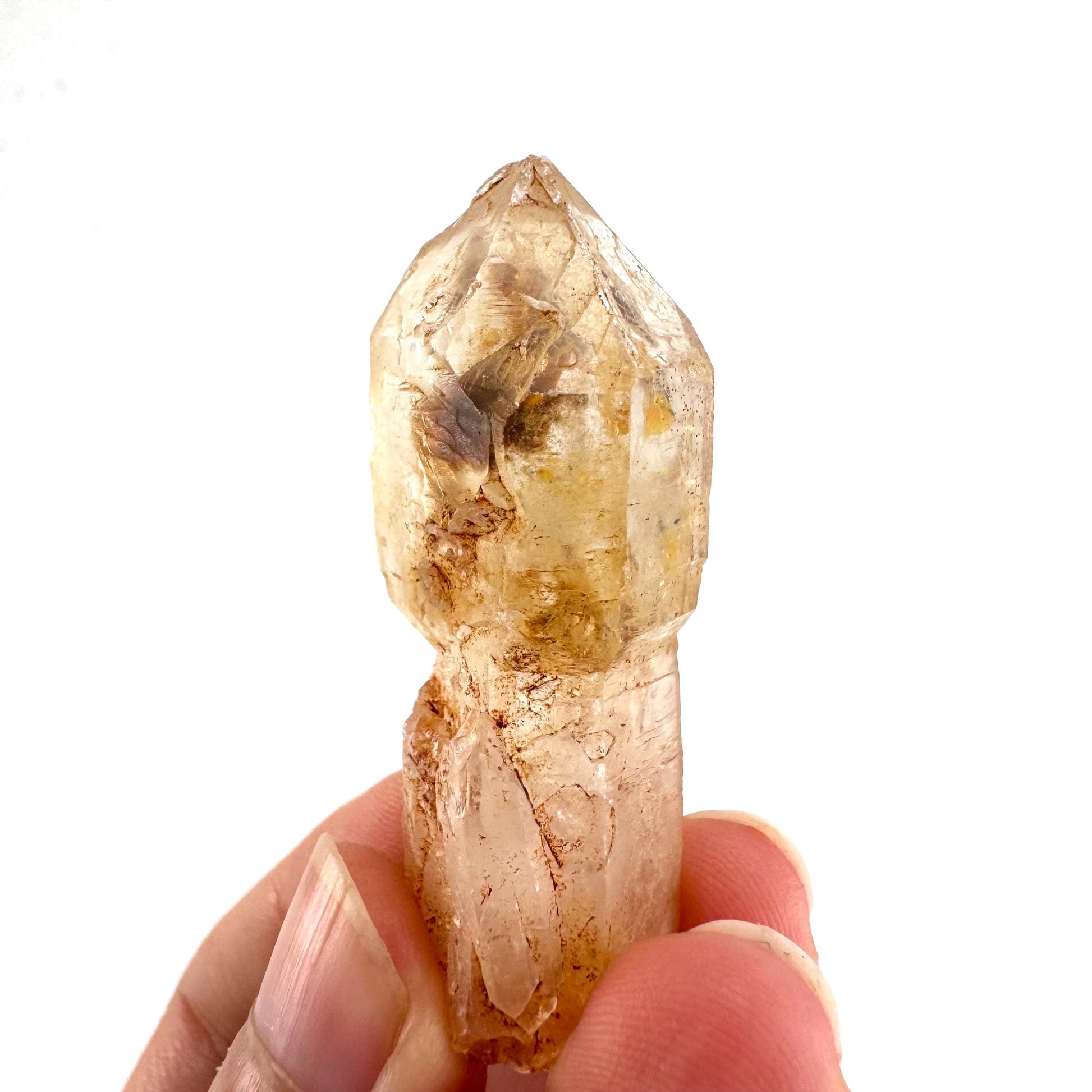 Firefly Petroleum Quartz Sceptre | UV reactive crystal, fluorescent mineral from Madagascar