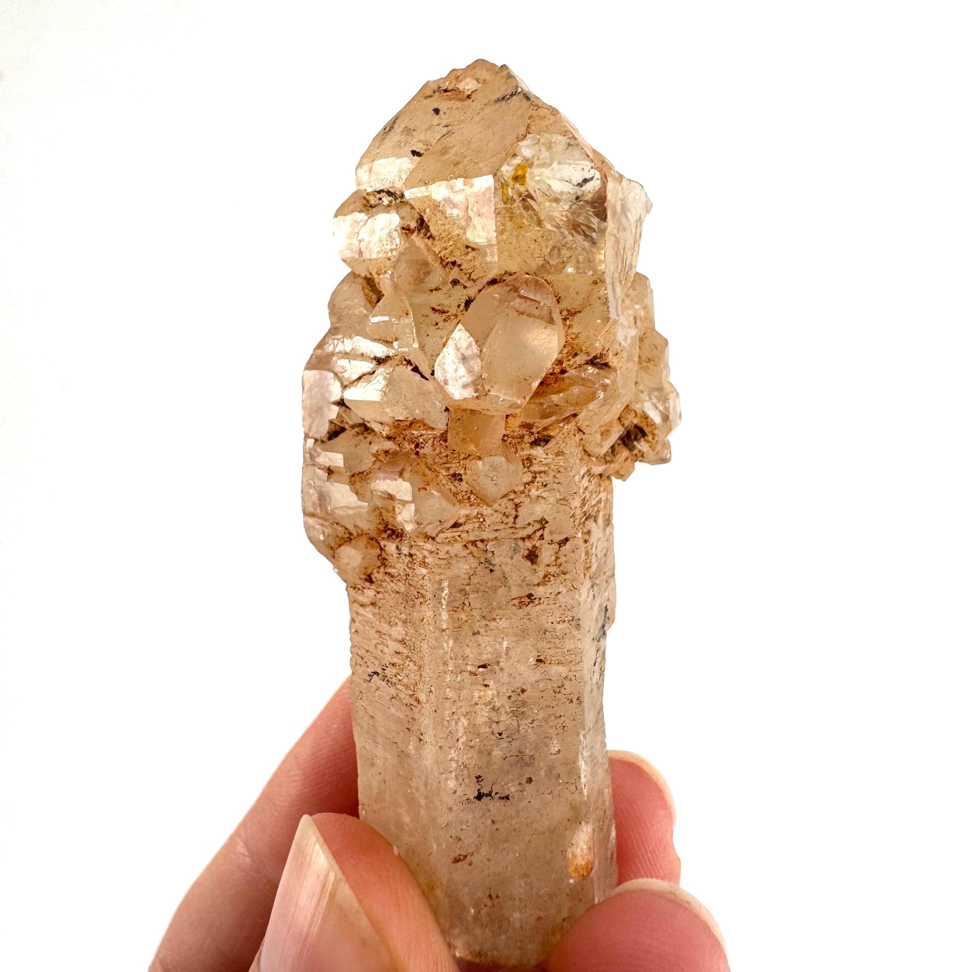Firefly Petroleum Quartz Sceptre | UV reactive crystal, fluorescent mineral from Madagascar