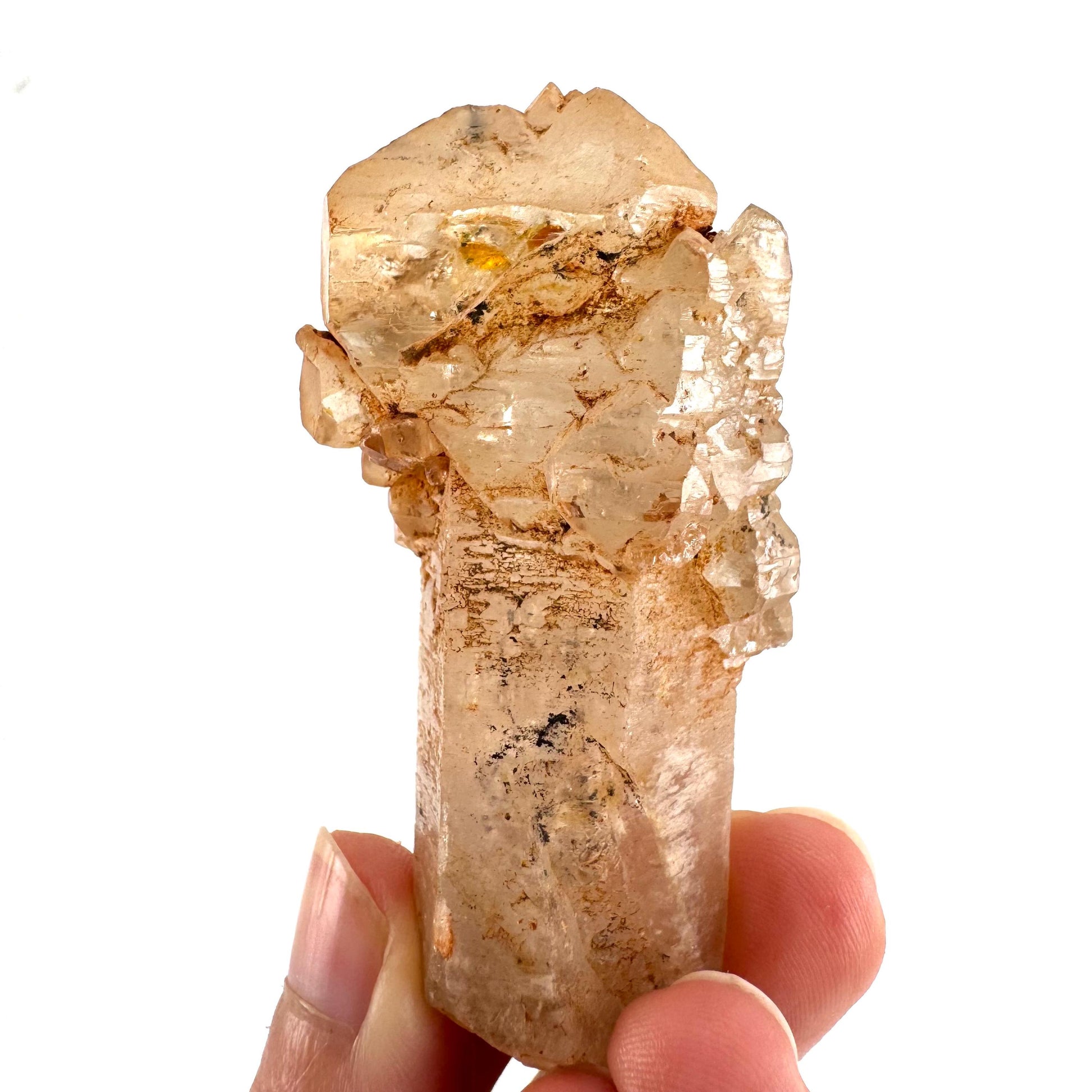 Firefly Petroleum Quartz Sceptre | UV reactive crystal, fluorescent mineral from Madagascar