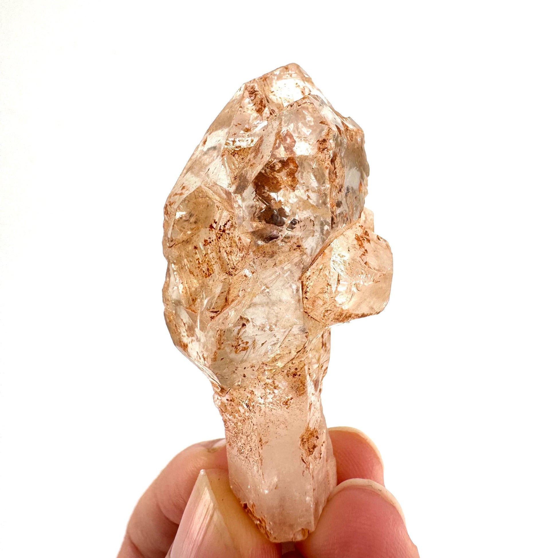 Firefly Petroleum Quartz Sceptre | UV reactive crystal, fluorescent mineral from Madagascar