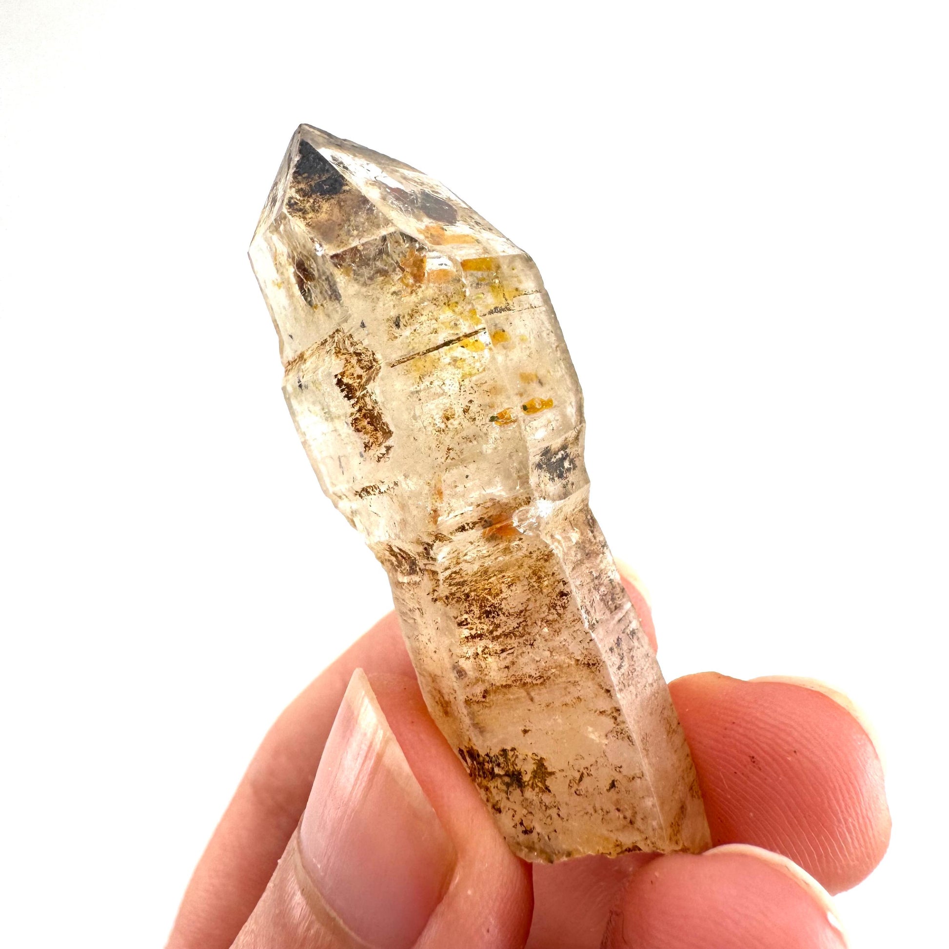 Firefly Petroleum Quartz Sceptre | UV reactive crystal, fluorescent mineral from Madagascar