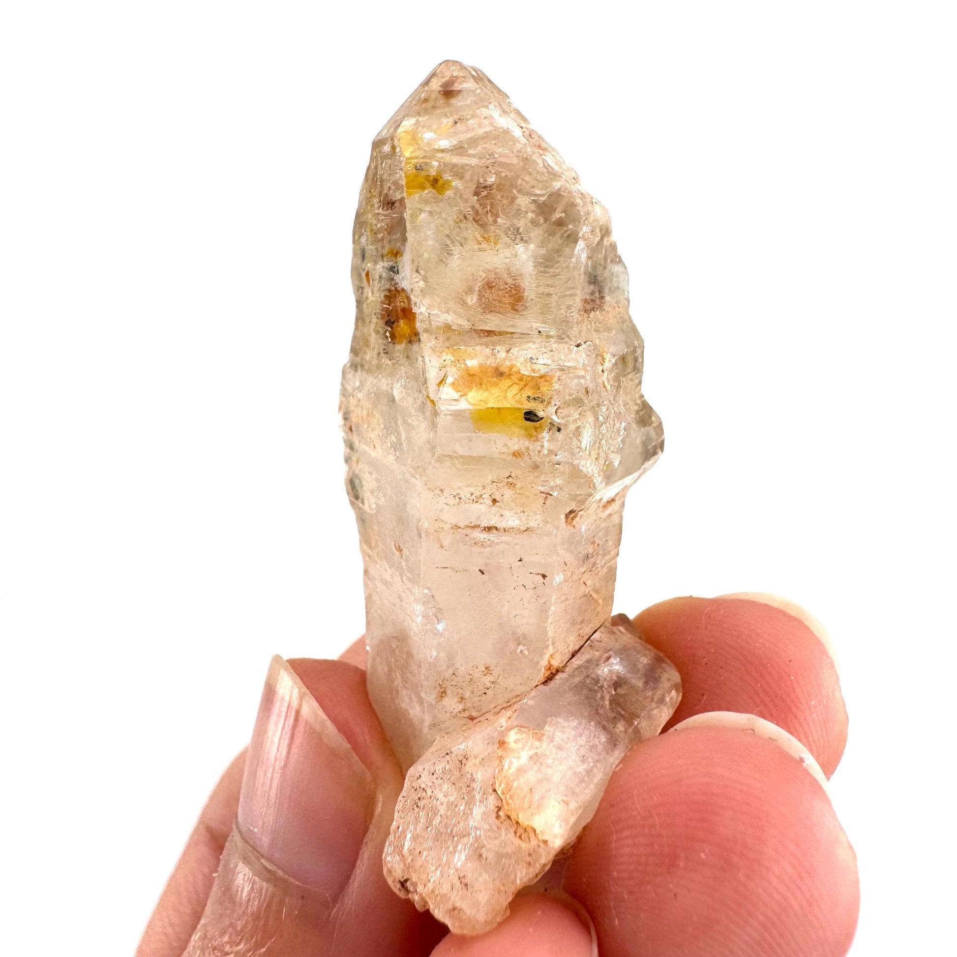 Firefly Petroleum Quartz Sceptre | UV reactive crystal, fluorescent mineral from Madagascar