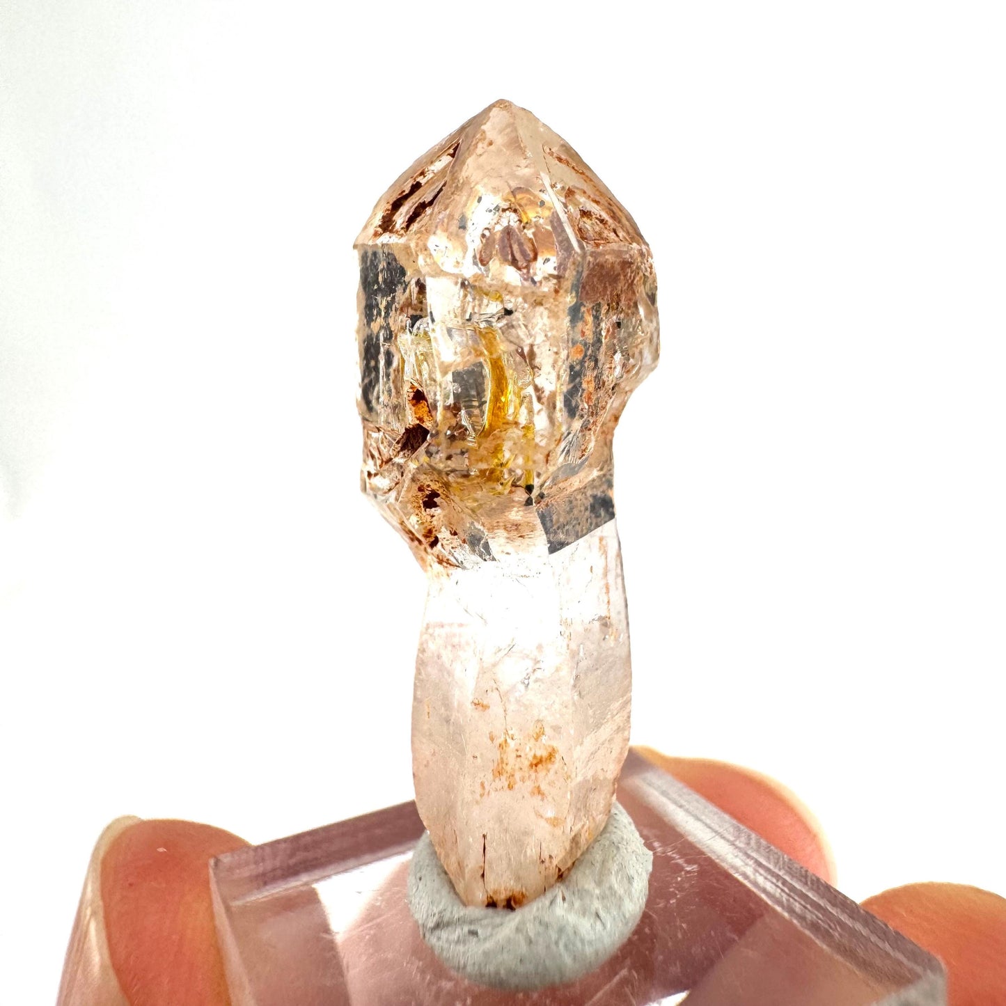 Firefly Petroleum Quartz Sceptre | UV reactive crystal, fluorescent mineral from Madagascar