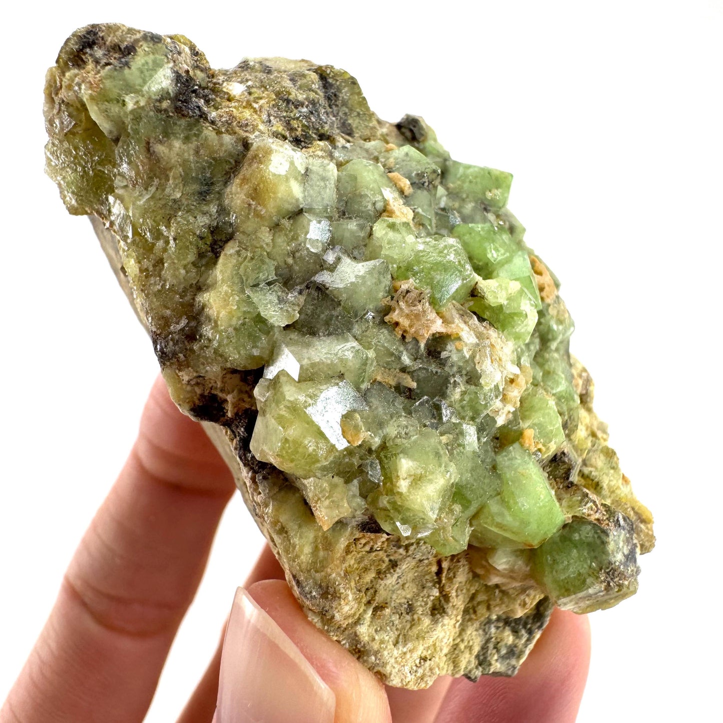 Andradite-Grossular Garnet | natural green crystal, raw mineral specimen from Mali
