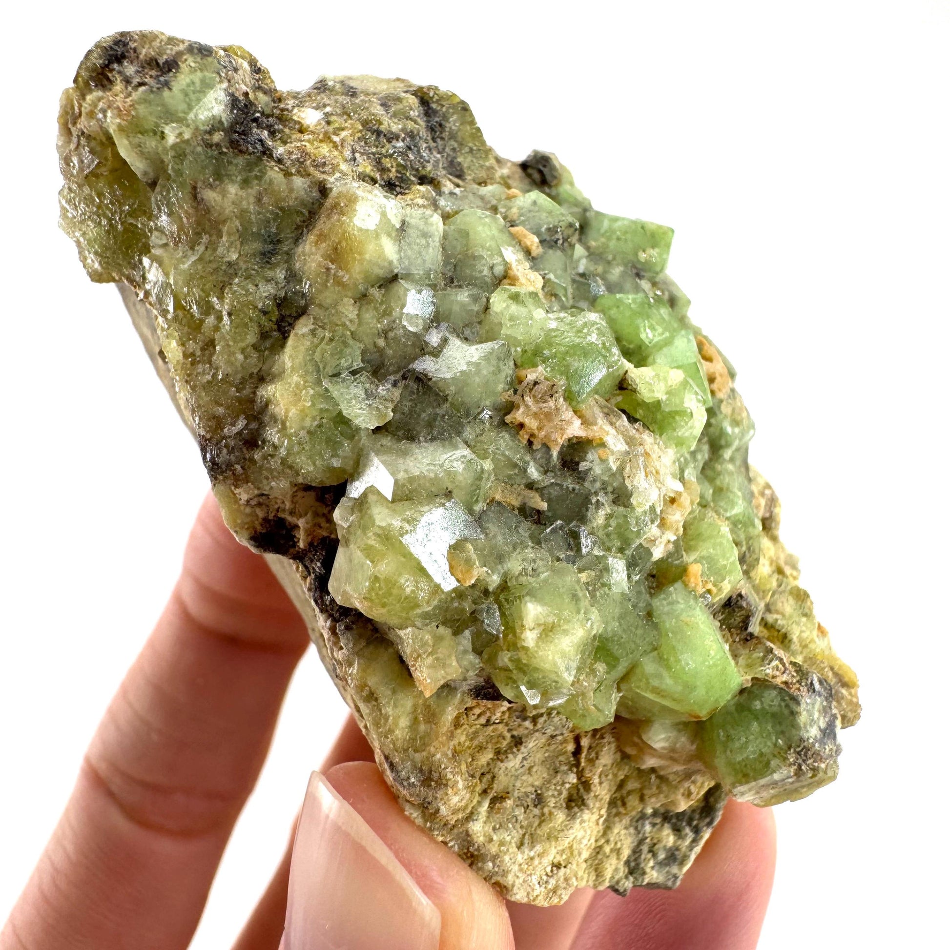 Andradite-Grossular Garnet | natural green crystal, raw mineral specimen from Mali