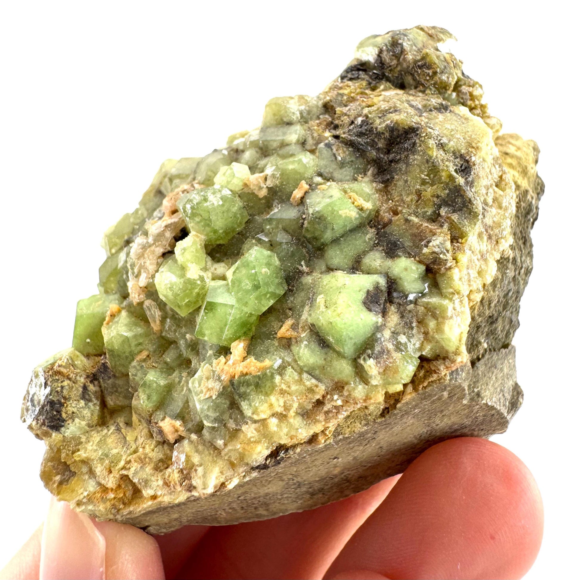 Andradite-Grossular Garnet | natural green crystal, raw mineral specimen from Mali