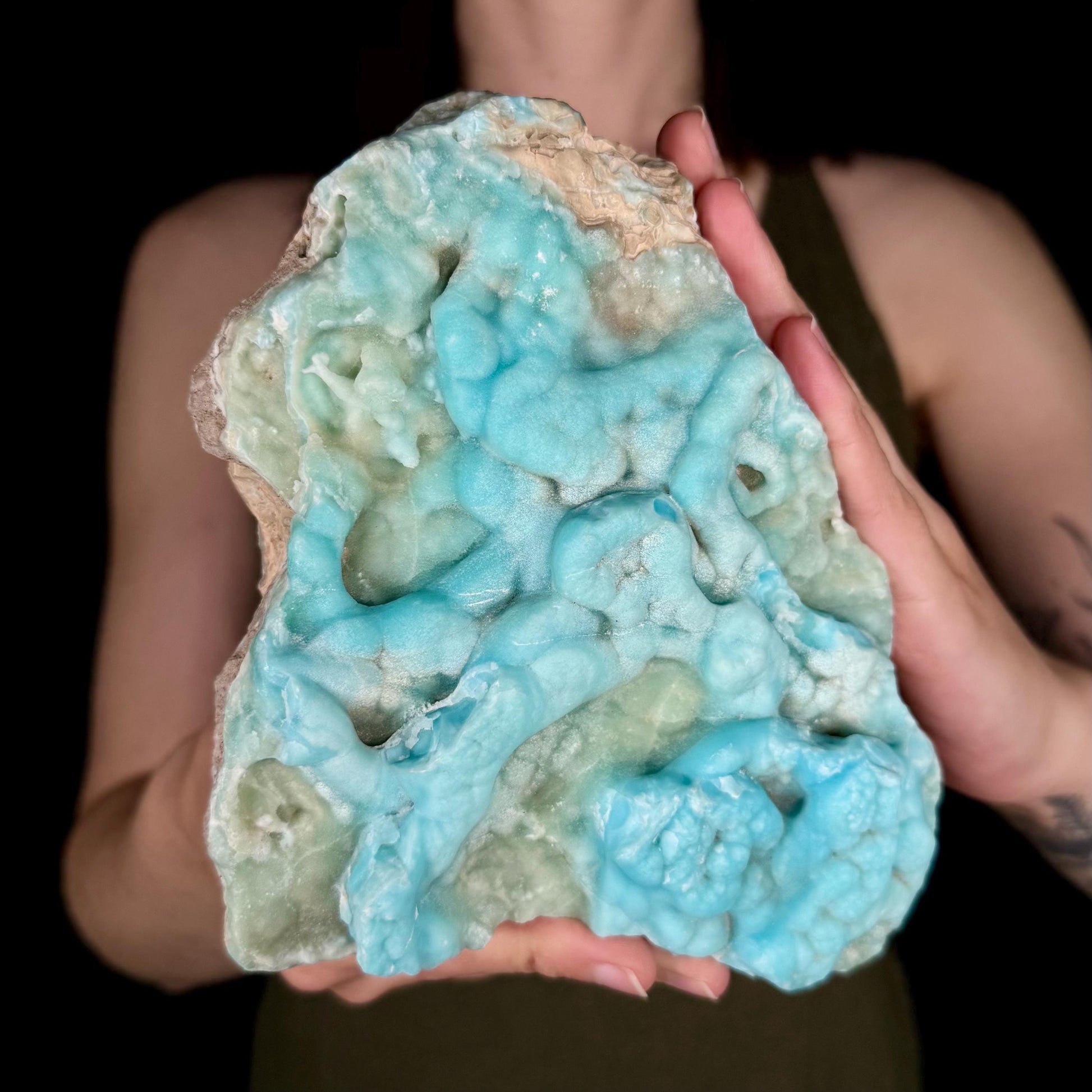 XL Blue Aragonite Crystal Cluster | Mineral Collection Display Piece