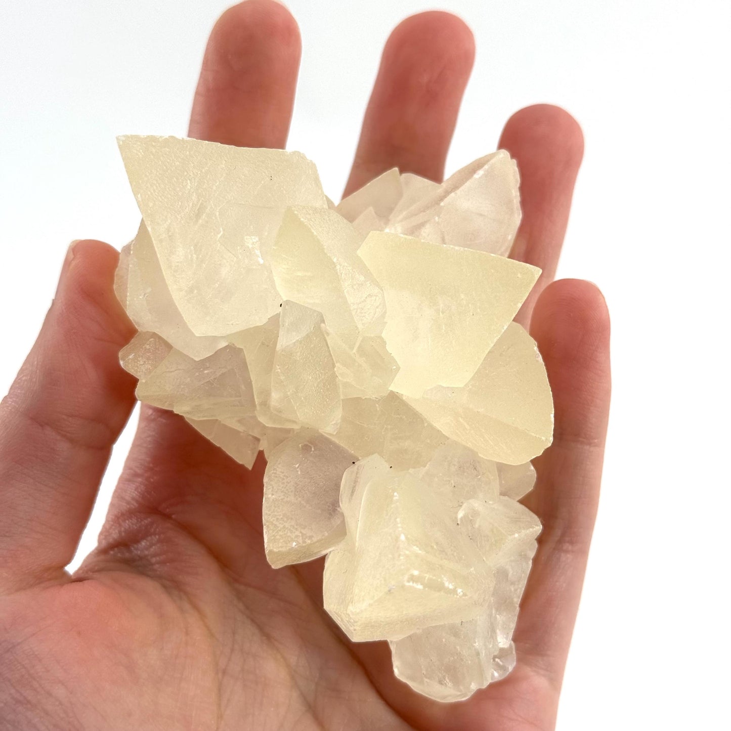Fluorescent Calcite | UV-reactive raw crystal cluster, natural mineral specimen