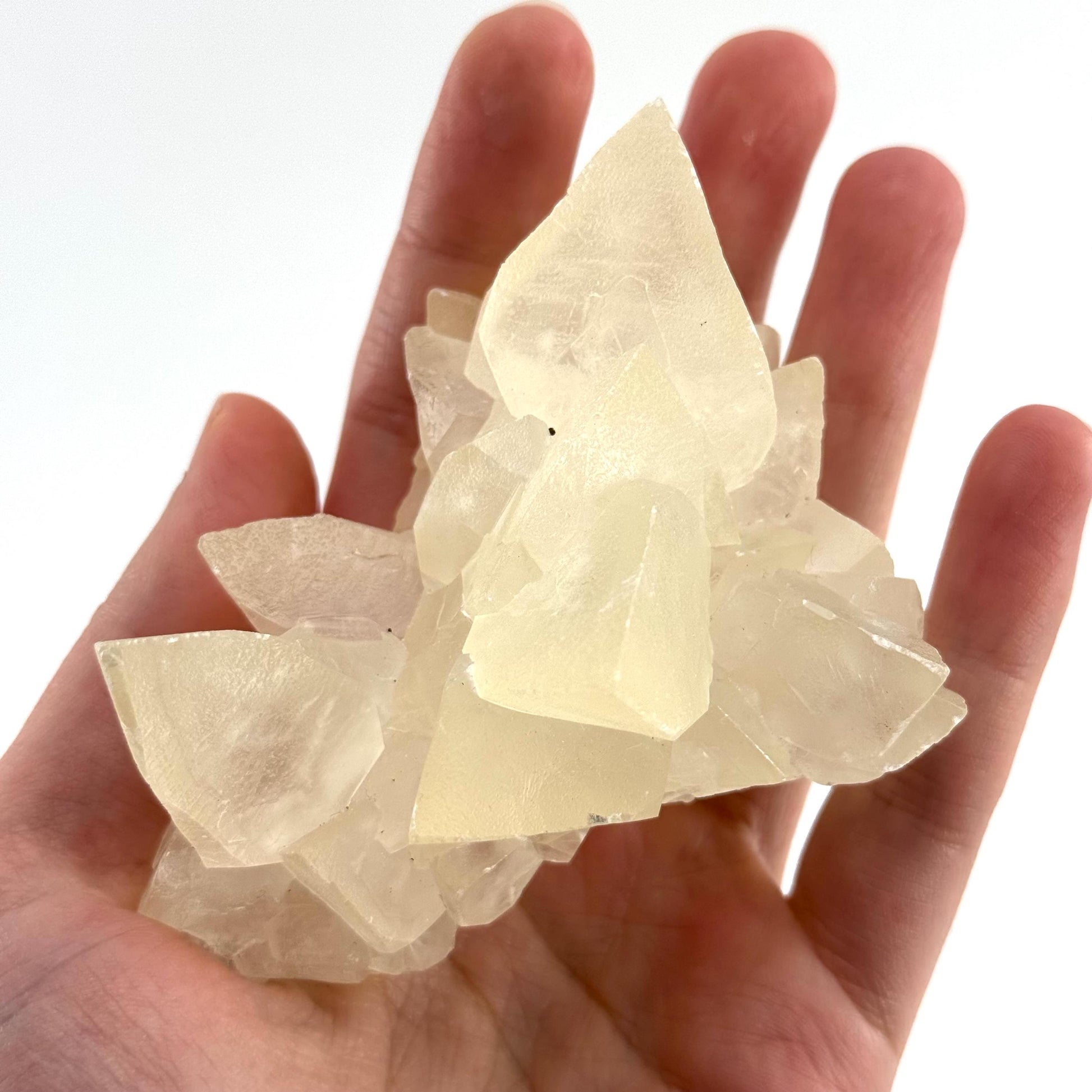 Fluorescent Calcite | UV-reactive raw crystal cluster, natural mineral specimen