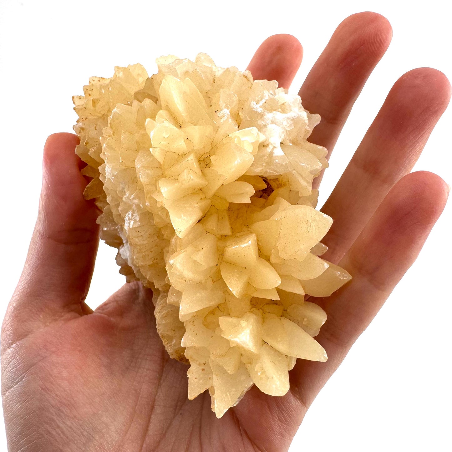 Fluorescent Calcite | UV-reactive raw crystal cluster, natural mineral specimen