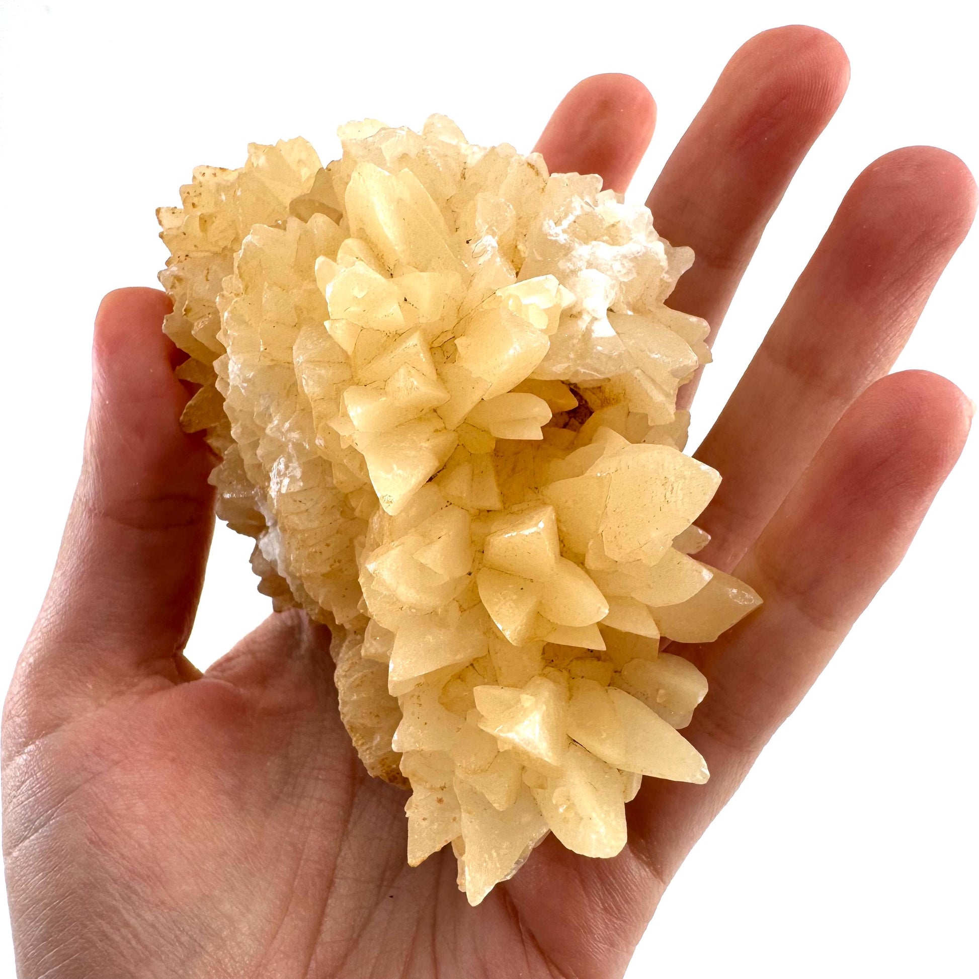 Fluorescent Calcite | UV-reactive raw crystal cluster, natural mineral specimen