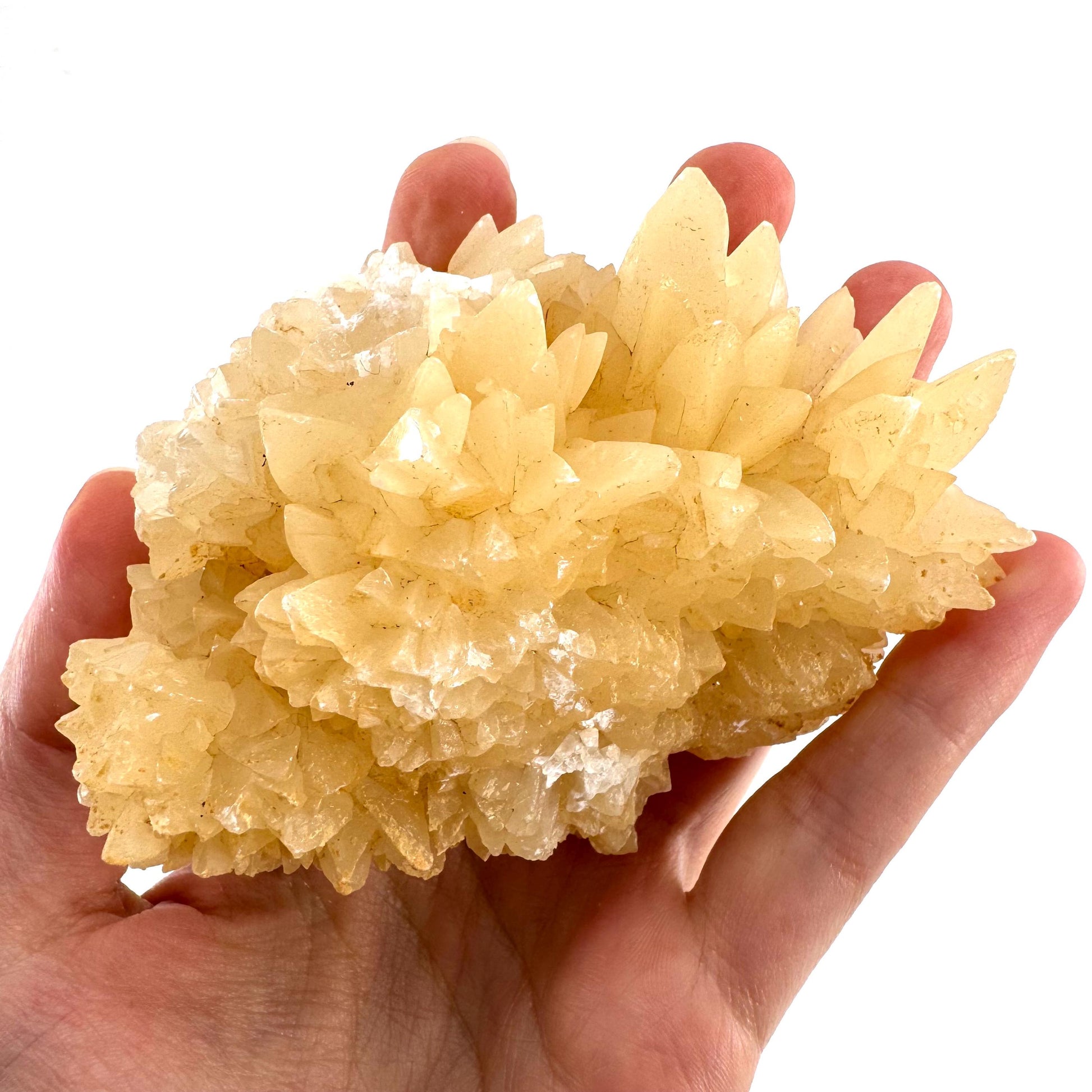 Fluorescent Calcite | UV-reactive raw crystal cluster, natural mineral specimen