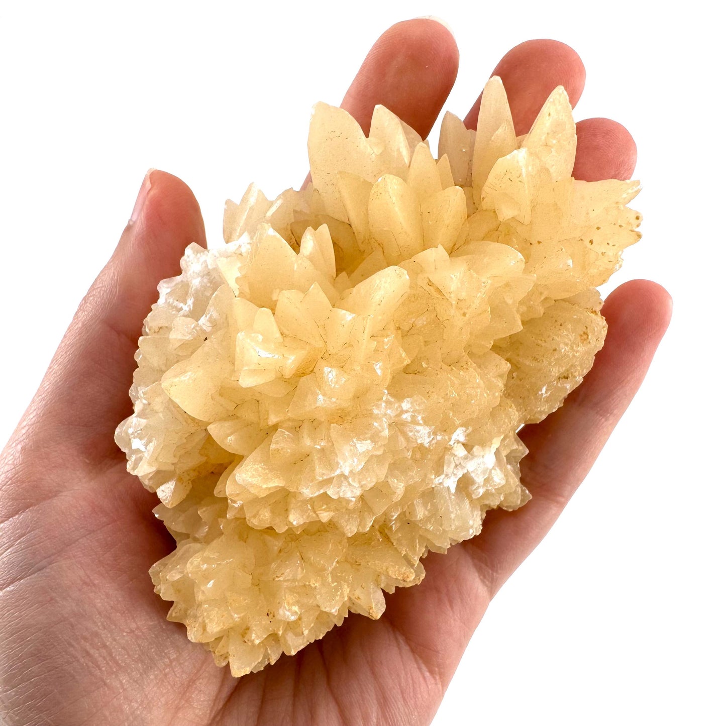 Fluorescent Calcite | UV-reactive raw crystal cluster, natural mineral specimen