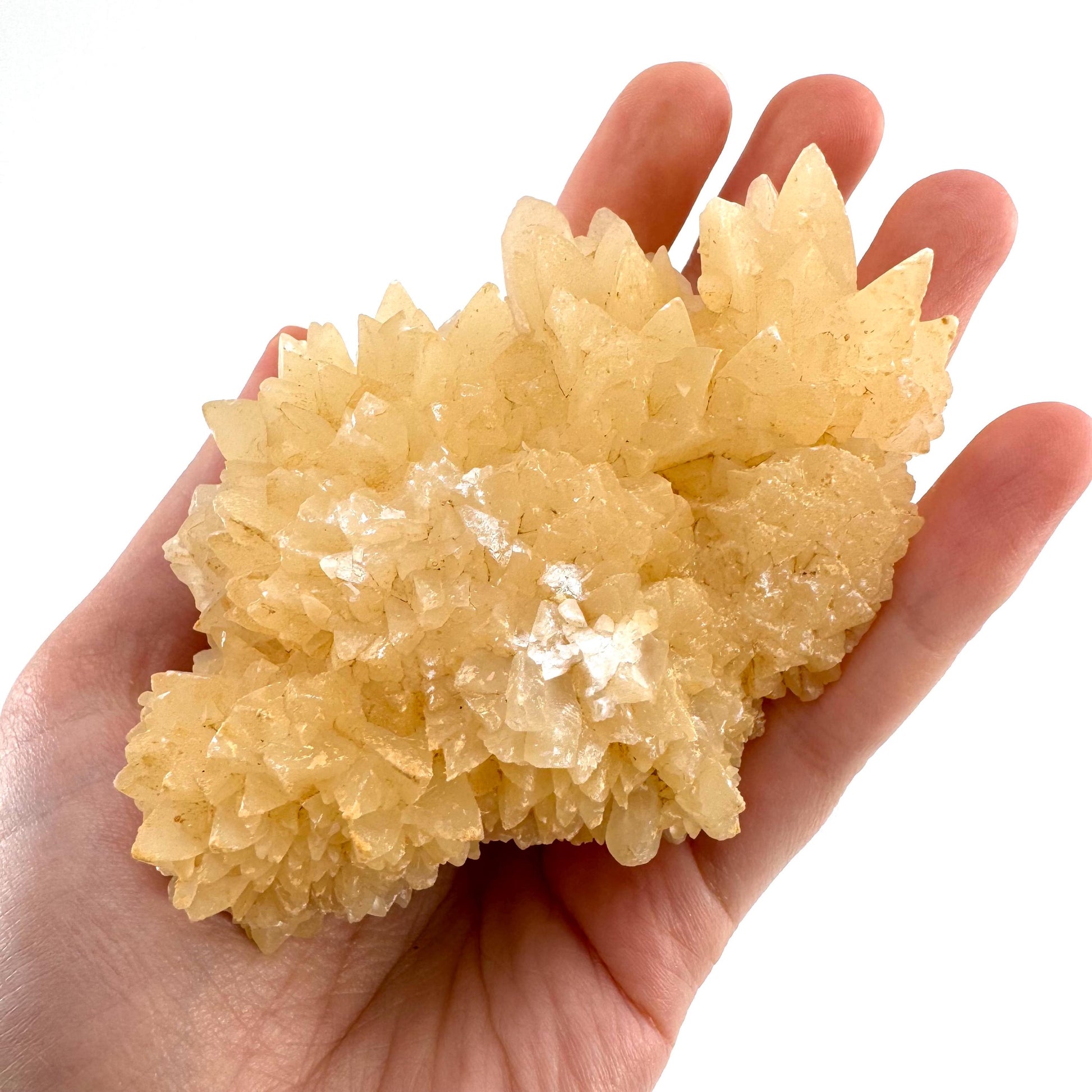 Fluorescent Calcite | UV-reactive raw crystal cluster, natural mineral specimen