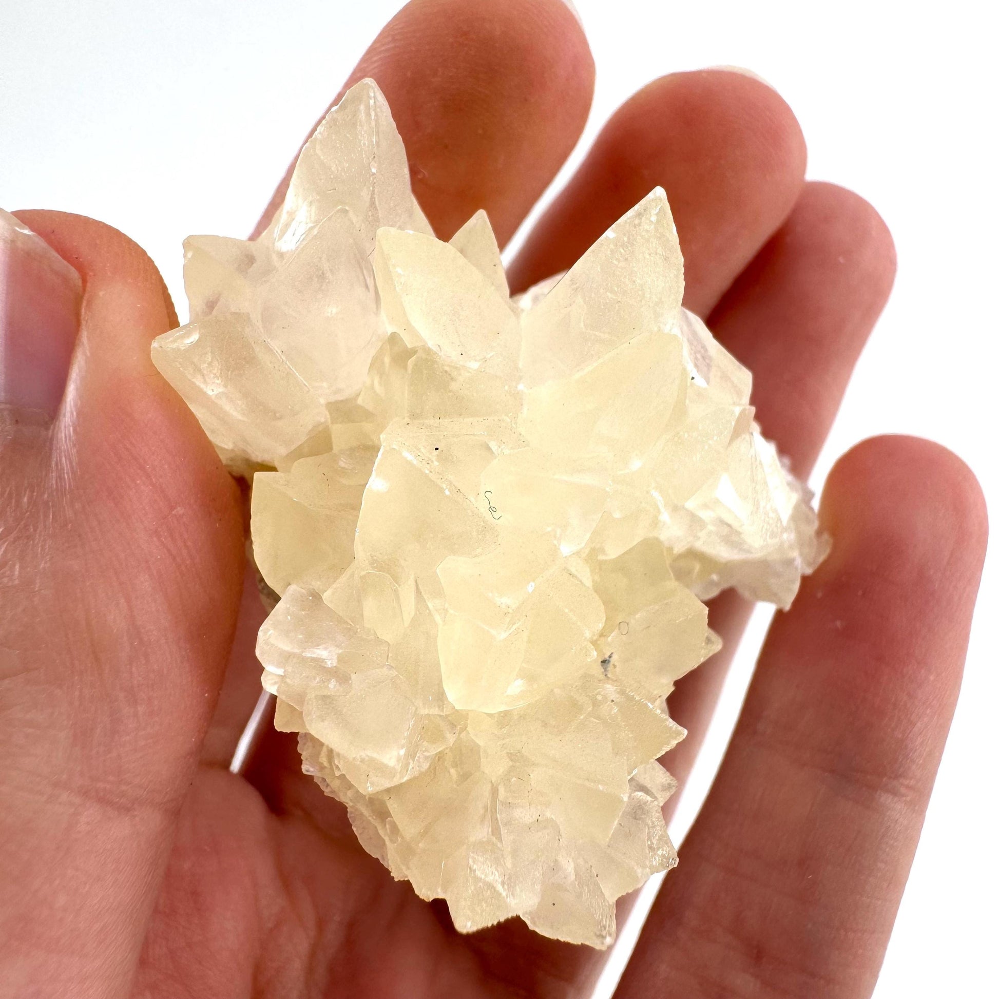 Fluorescent Calcite | UV-reactive raw crystal cluster, natural mineral specimen