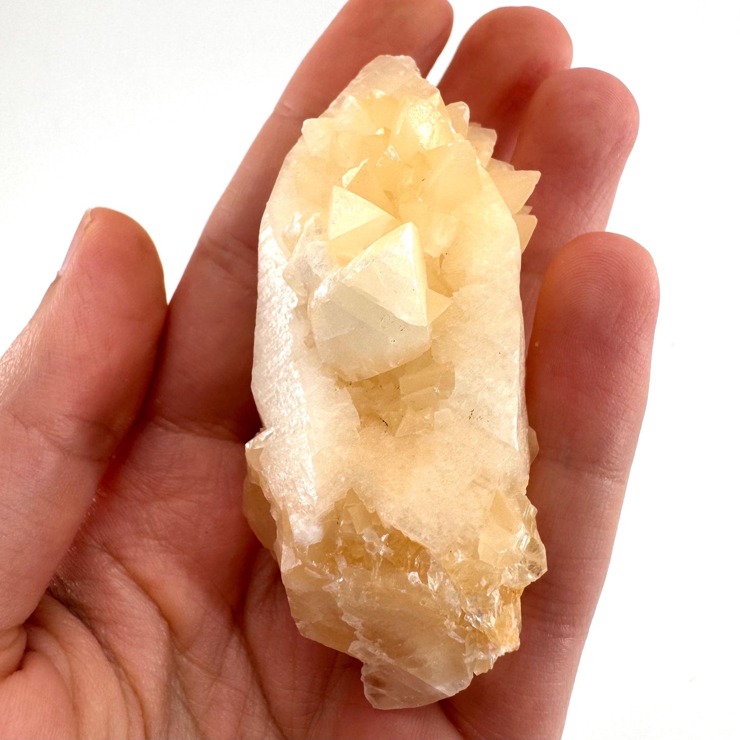 Fluorescent Calcite | UV-reactive raw crystal cluster, natural mineral specimen