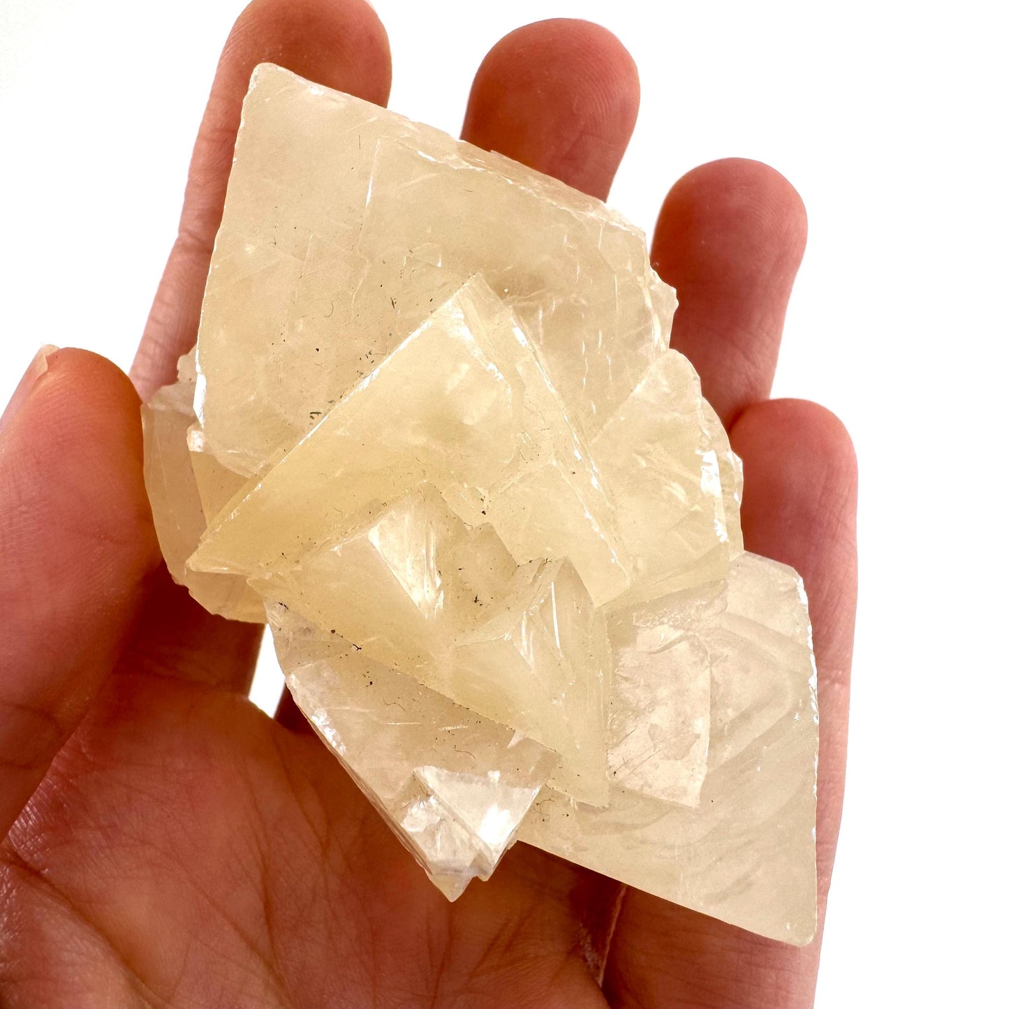 Fluorescent Calcite | UV-reactive raw crystal cluster, natural mineral specimen
